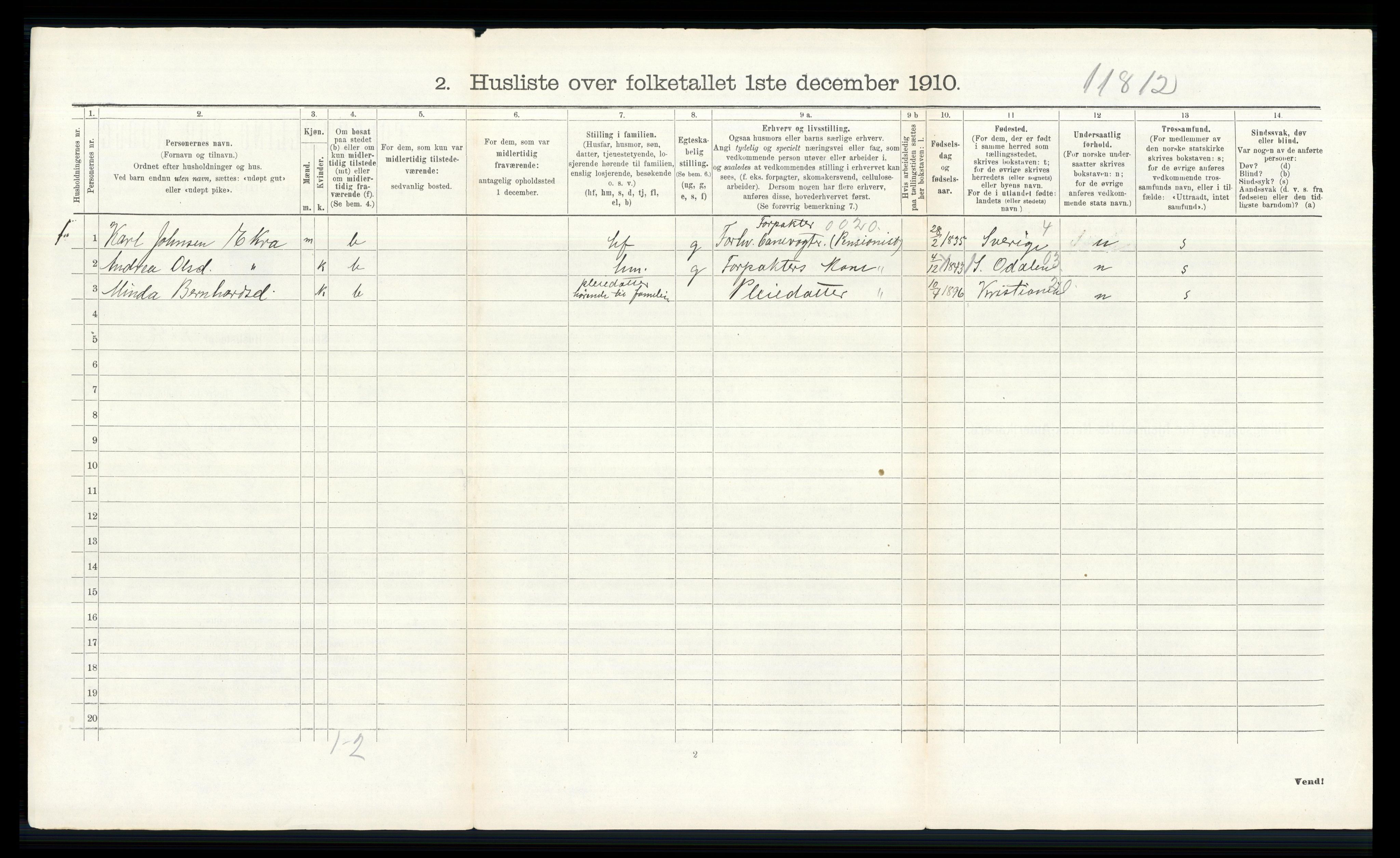 RA, 1910 census for Nes, 1910, p. 2579