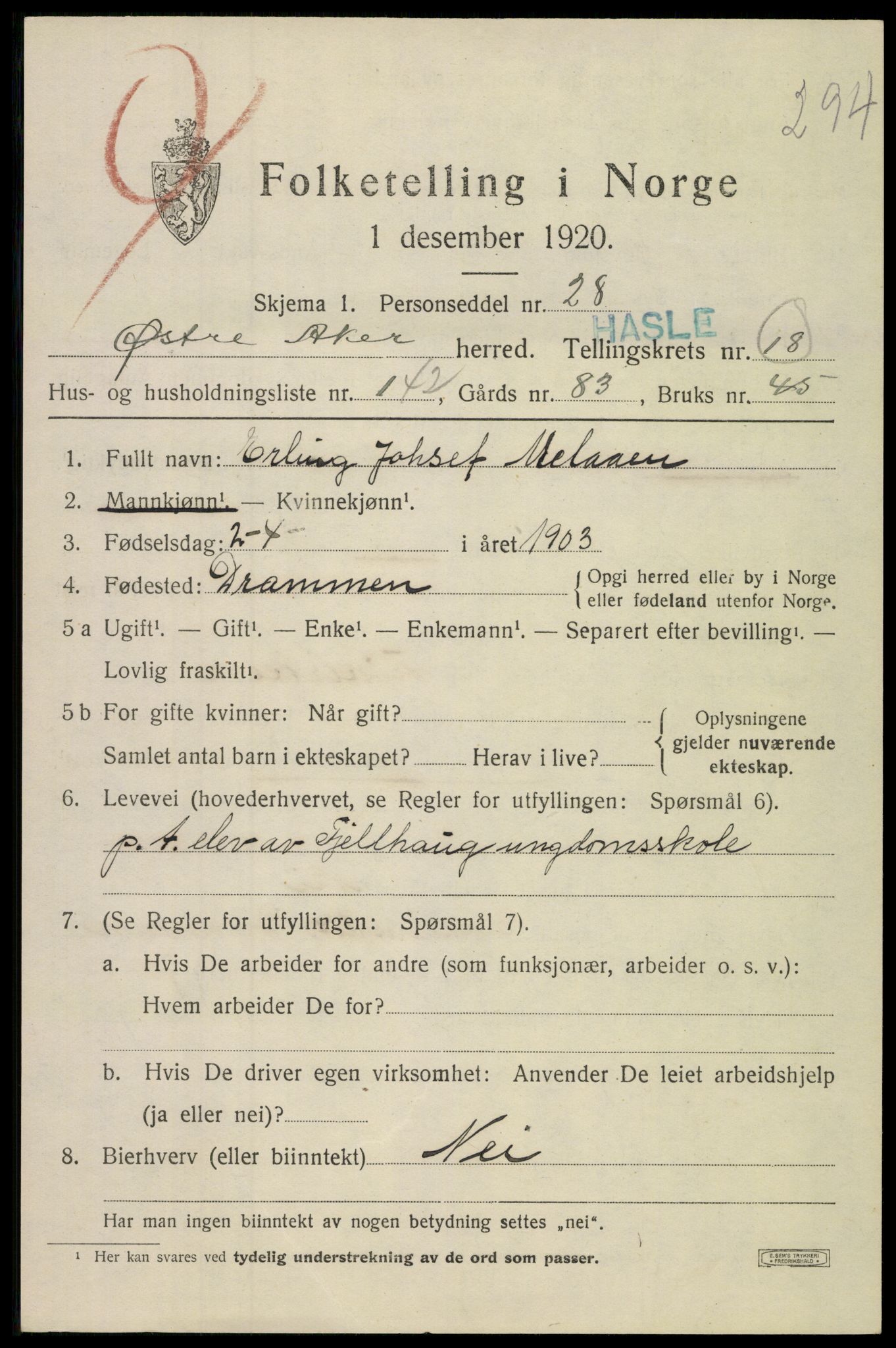 SAO, 1920 census for Aker, 1920, p. 113910