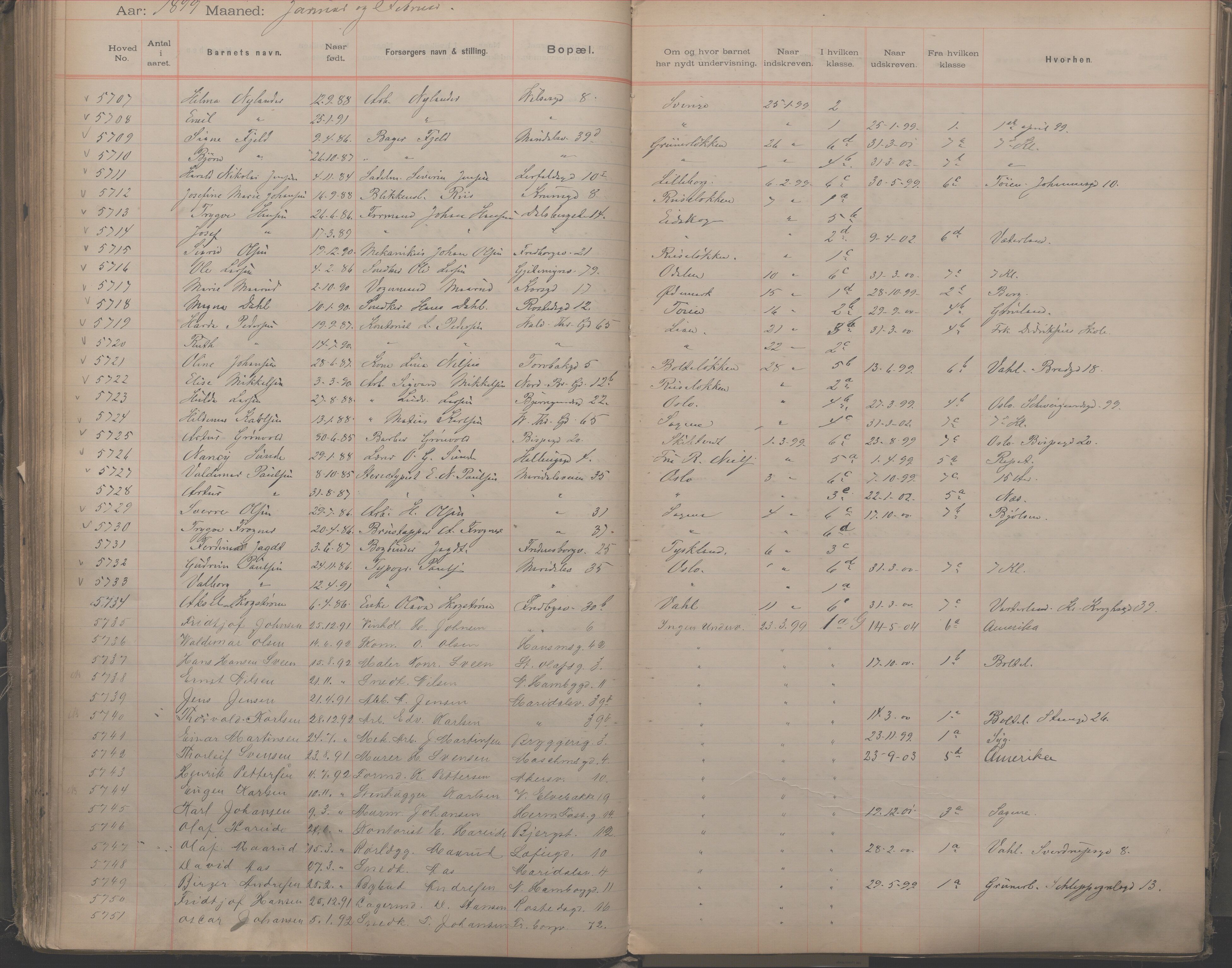 Møllergata skole, OBA/A-20129/F/Fa/L0001: Ut-/innskrivningsprotokoll, 1889-1907, p. 132