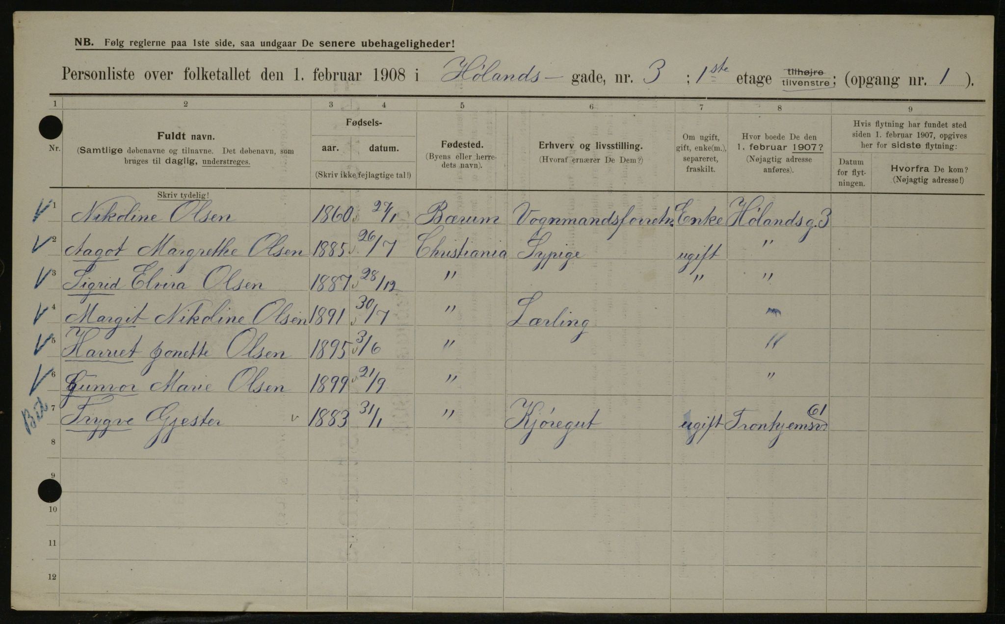 OBA, Municipal Census 1908 for Kristiania, 1908, p. 38009