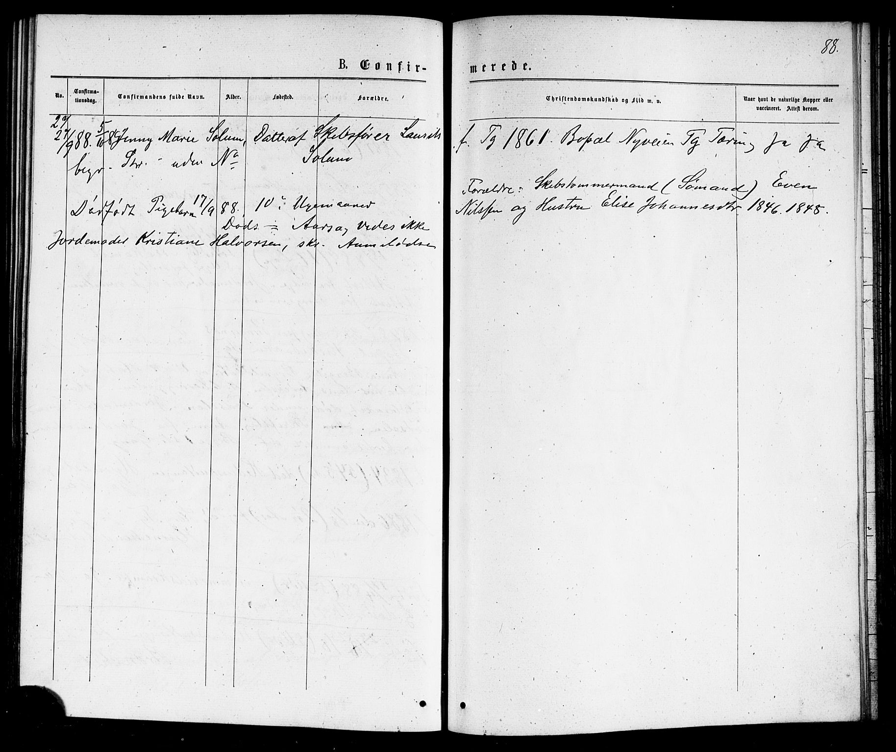 Strømsø kirkebøker, AV/SAKO-A-246/G/Ga/L0002: Parish register (copy) no. 2, 1877-1896, p. 88