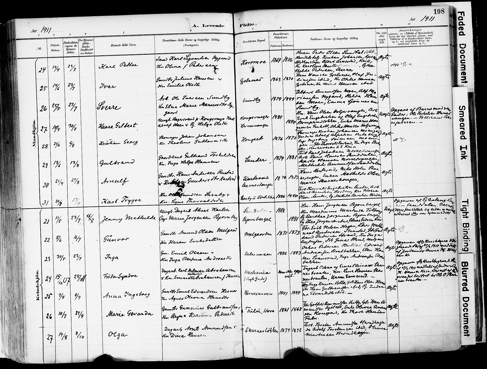 Sør-Odal prestekontor, SAH/PREST-030/H/Ha/Haa/L0006: Parish register (official) no. 6, 1886-1931, p. 198