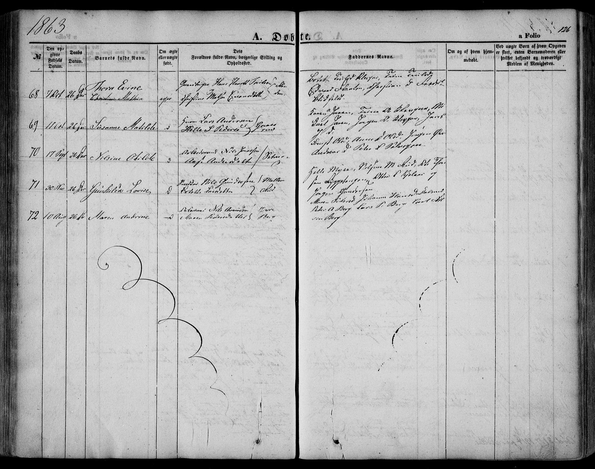 Sande Kirkebøker, AV/SAKO-A-53/F/Fa/L0004: Parish register (official) no. 4, 1847-1864, p. 126