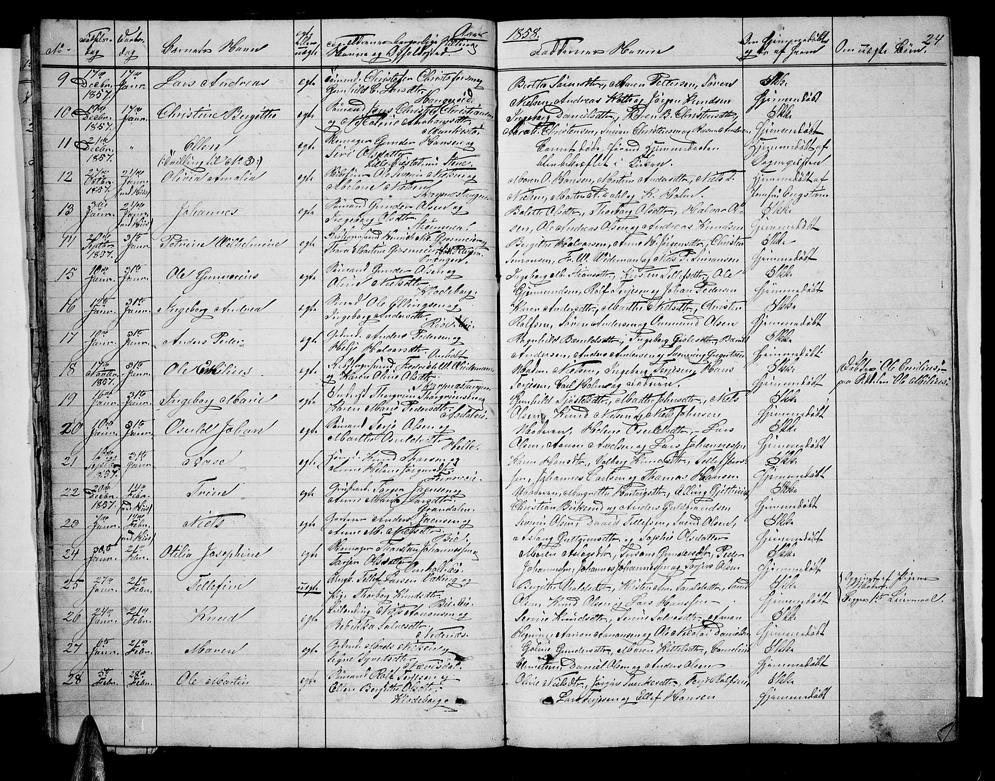 Øyestad sokneprestkontor, AV/SAK-1111-0049/F/Fb/L0007: Parish register (copy) no. B 7, 1854-1872, p. 24