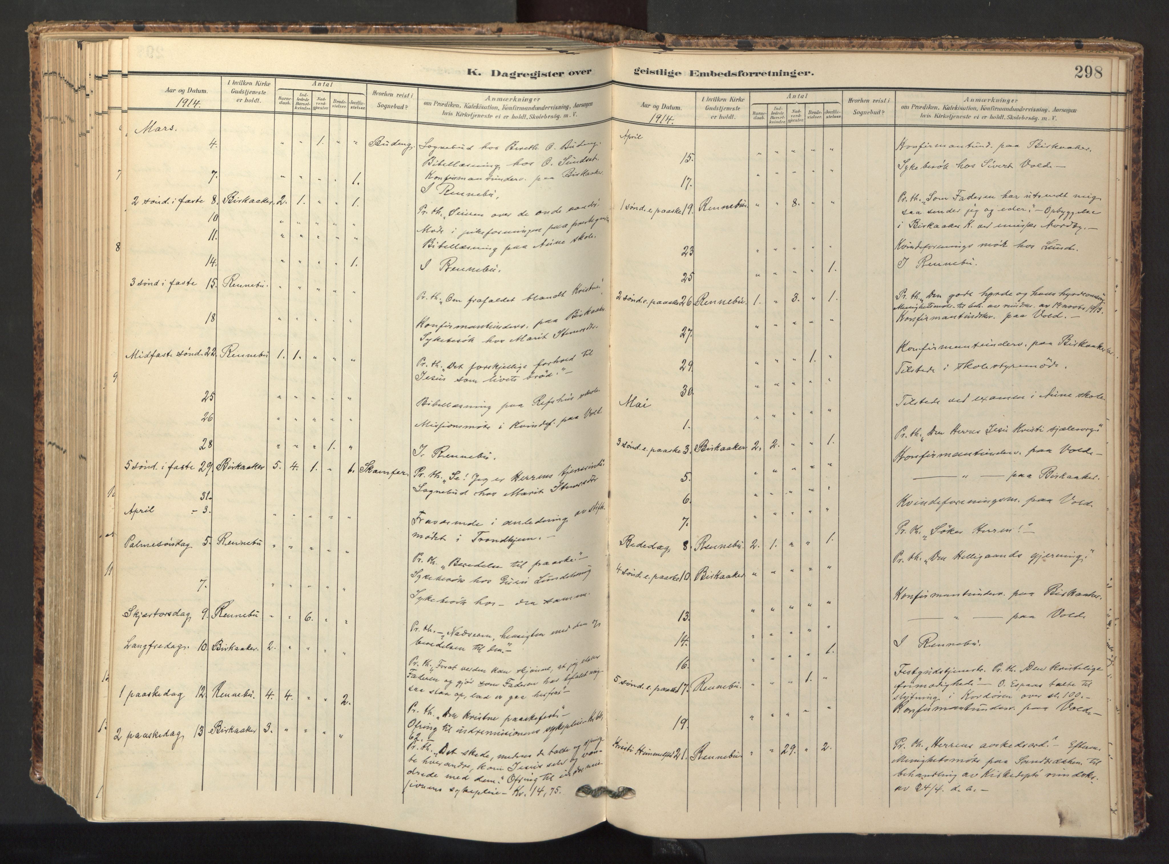 Ministerialprotokoller, klokkerbøker og fødselsregistre - Sør-Trøndelag, SAT/A-1456/674/L0873: Parish register (official) no. 674A05, 1908-1923, p. 298