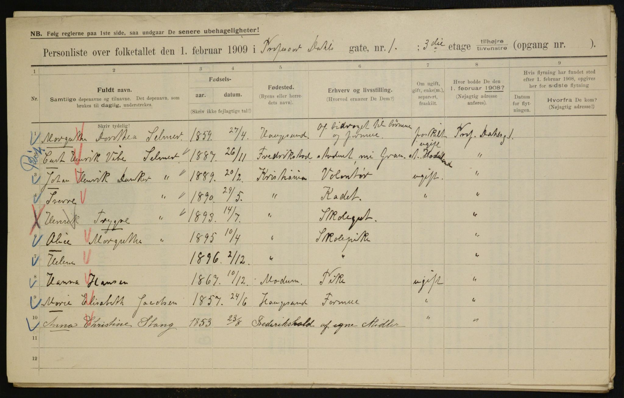 OBA, Municipal Census 1909 for Kristiania, 1909, p. 73702