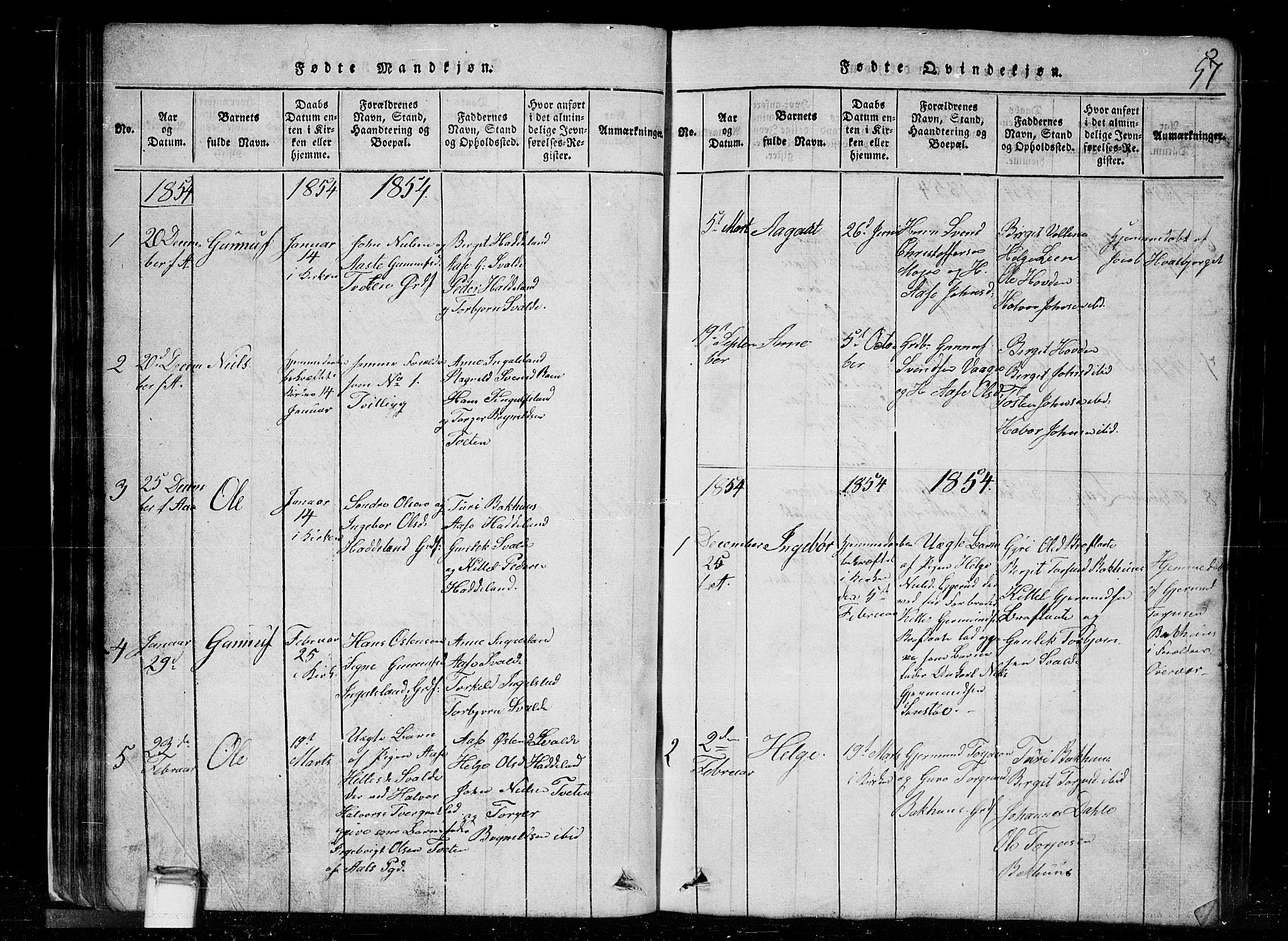 Tinn kirkebøker, AV/SAKO-A-308/G/Gc/L0001: Parish register (copy) no. III 1, 1815-1879, p. 57