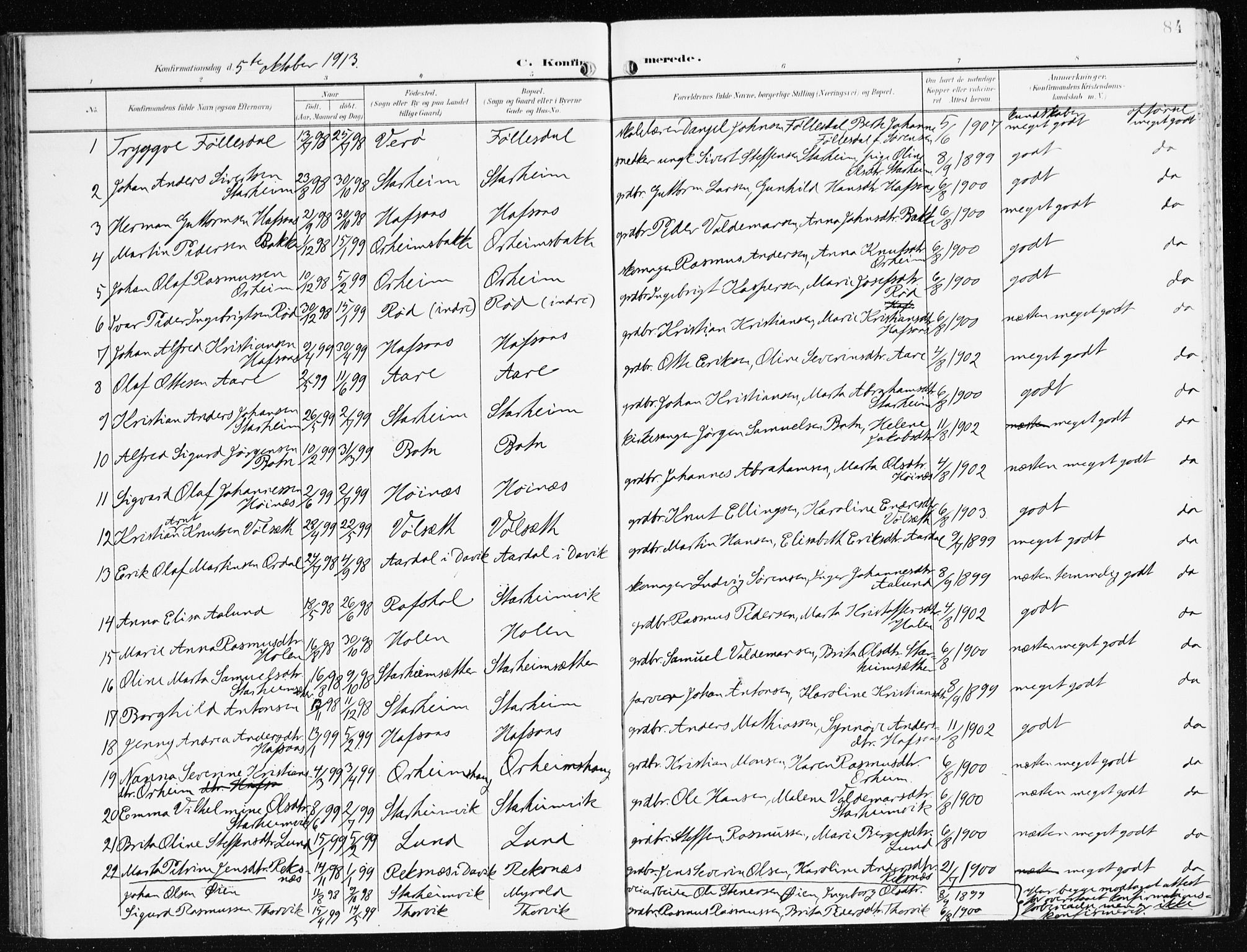 Eid sokneprestembete, AV/SAB-A-82301/H/Haa/Haac/L0002: Parish register (official) no. C 2, 1899-1927, p. 84