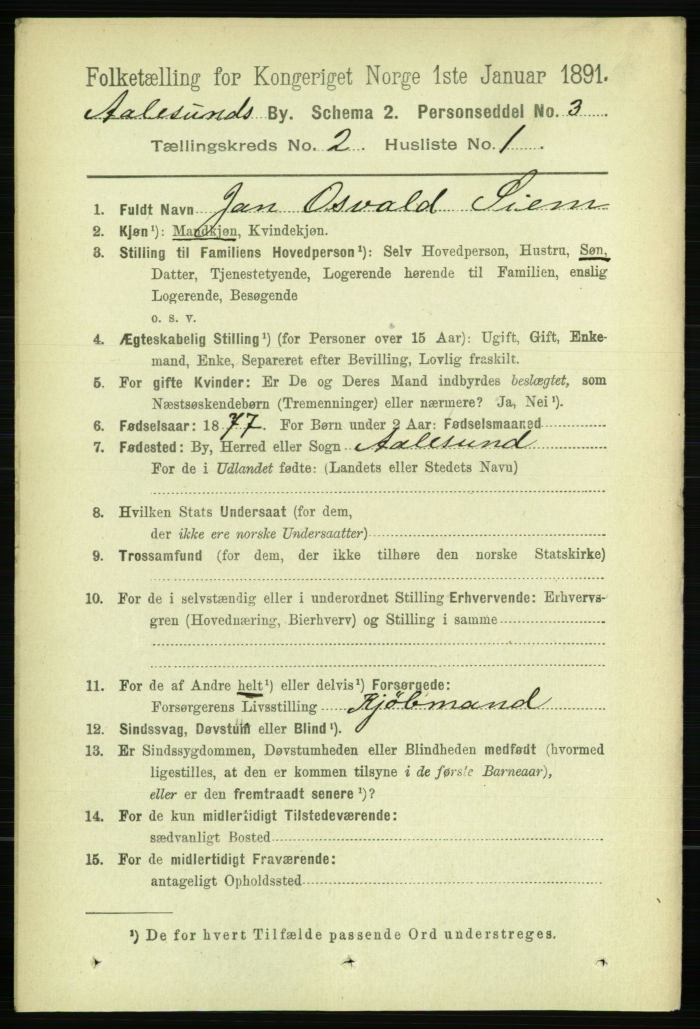 RA, 1891 census for 1501 Ålesund, 1891, p. 1725