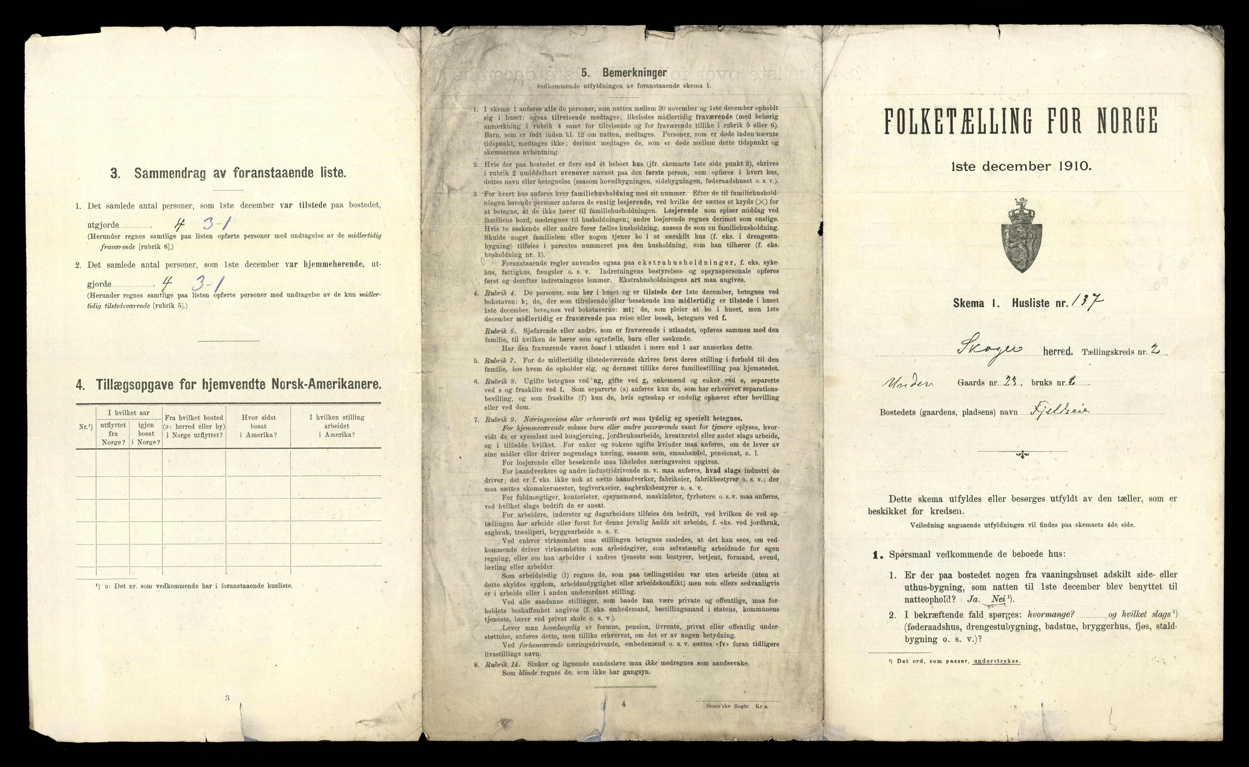 RA, 1910 census for Skoger, 1910, p. 584