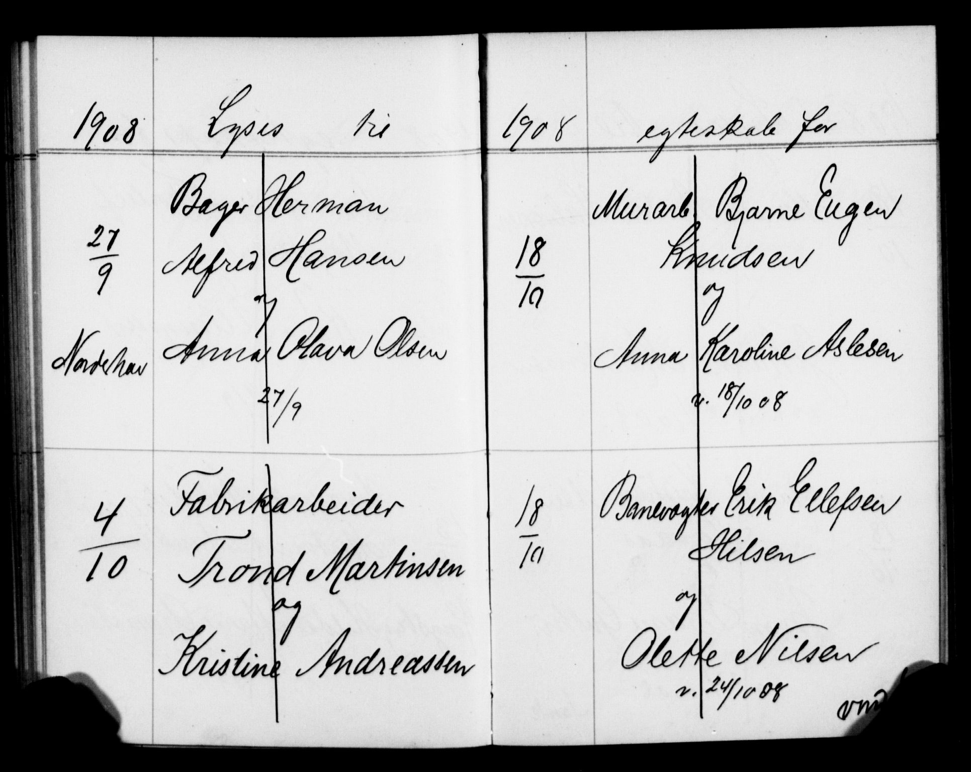 Strømsø kirkebøker, SAKO/A-246/H/Ha/L0012: Banns register no. 12, 1906-1910