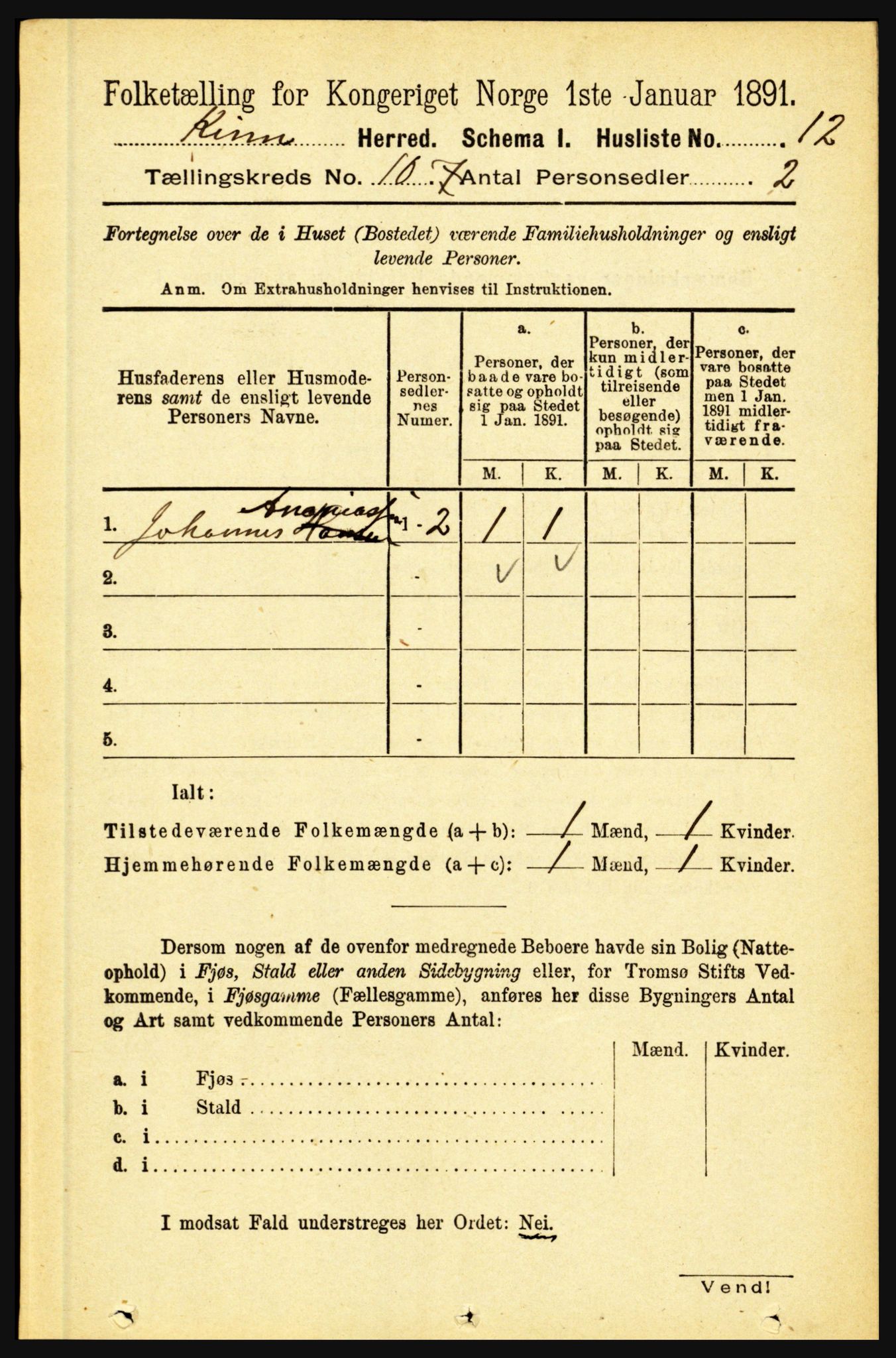 RA, 1891 census for 1437 Kinn, 1891, p. 3768