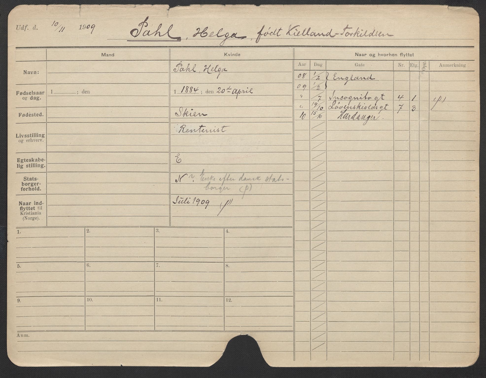 Oslo folkeregister, Registerkort, AV/SAO-A-11715/F/Fa/Fac/L0022: Kvinner, 1906-1914, p. 517a