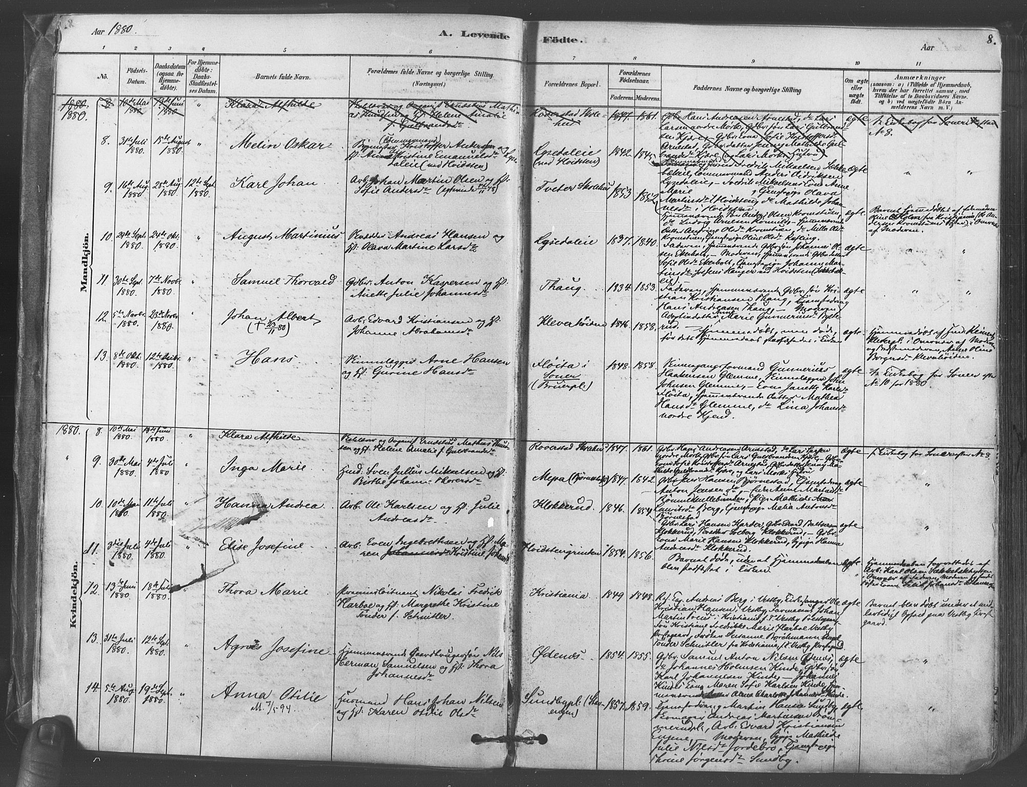 Vestby prestekontor Kirkebøker, AV/SAO-A-10893/F/Fa/L0009: Parish register (official) no. I 9, 1878-1900, p. 8