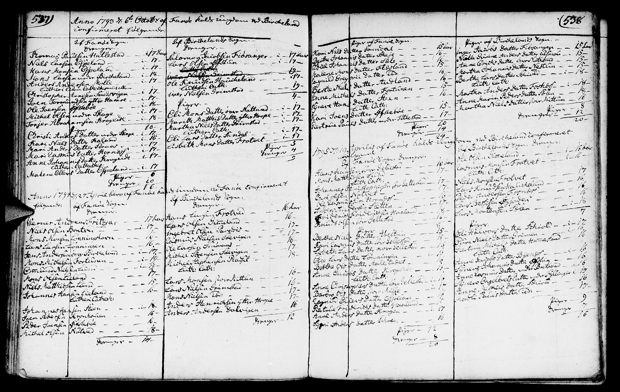 Fana Sokneprestembete, SAB/A-75101/H/Haa/Haaa/L0005: Parish register (official) no. A 5, 1773-1799, p. 537-538