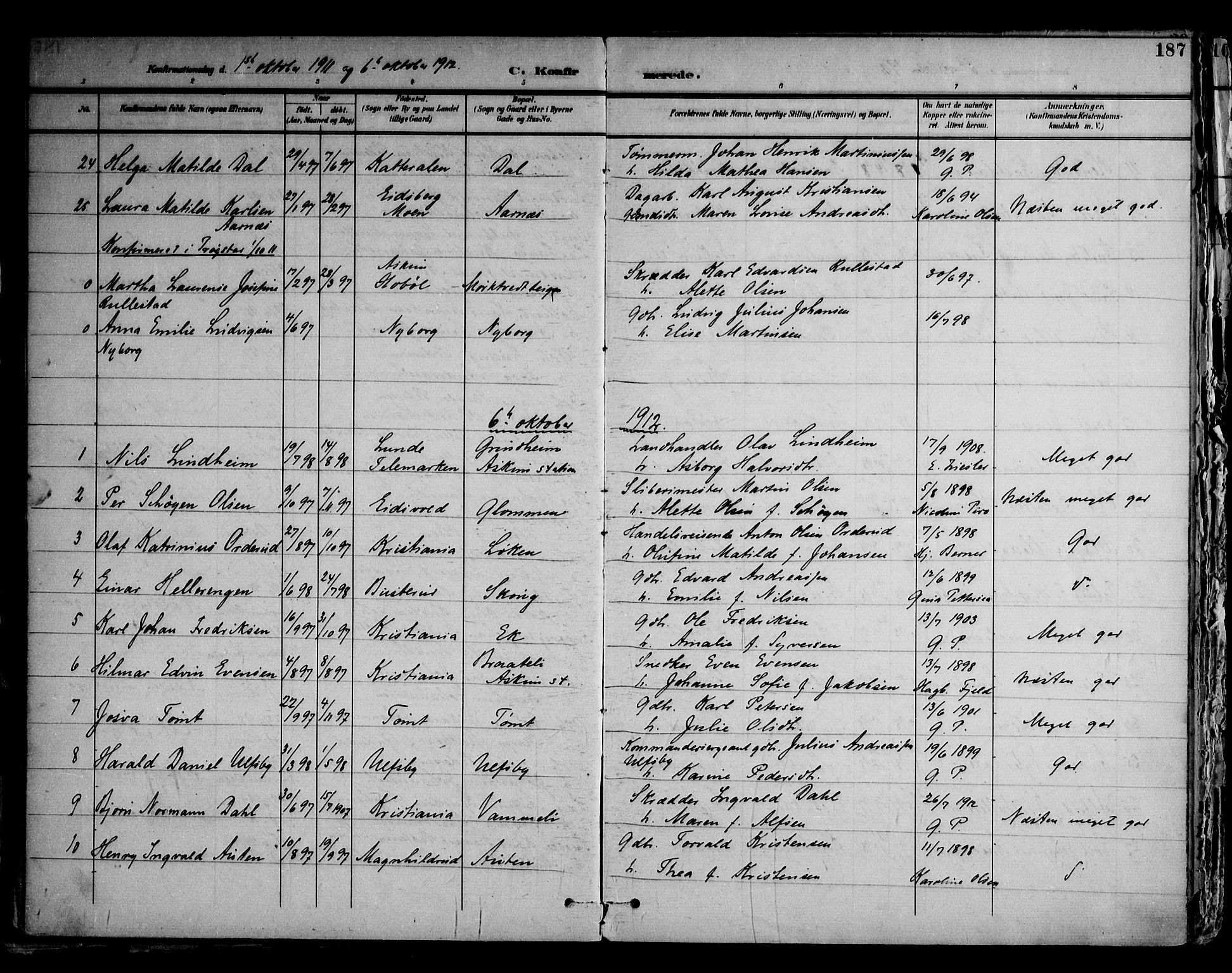 Askim prestekontor Kirkebøker, AV/SAO-A-10900/F/Fa/L0008: Parish register (official) no. 8, 1898-1912, p. 187