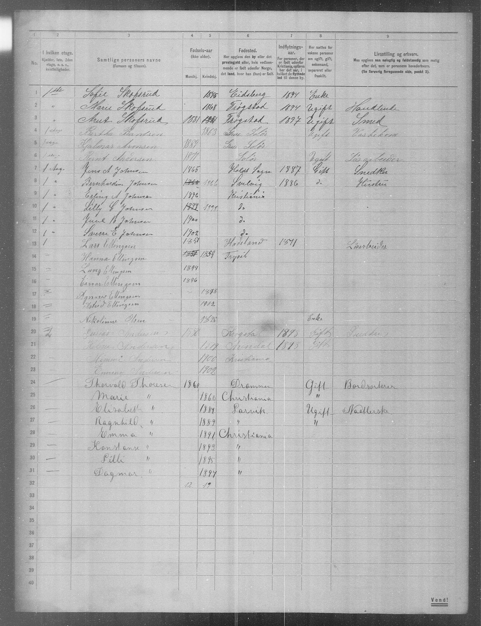 OBA, Municipal Census 1904 for Kristiania, 1904, p. 1851