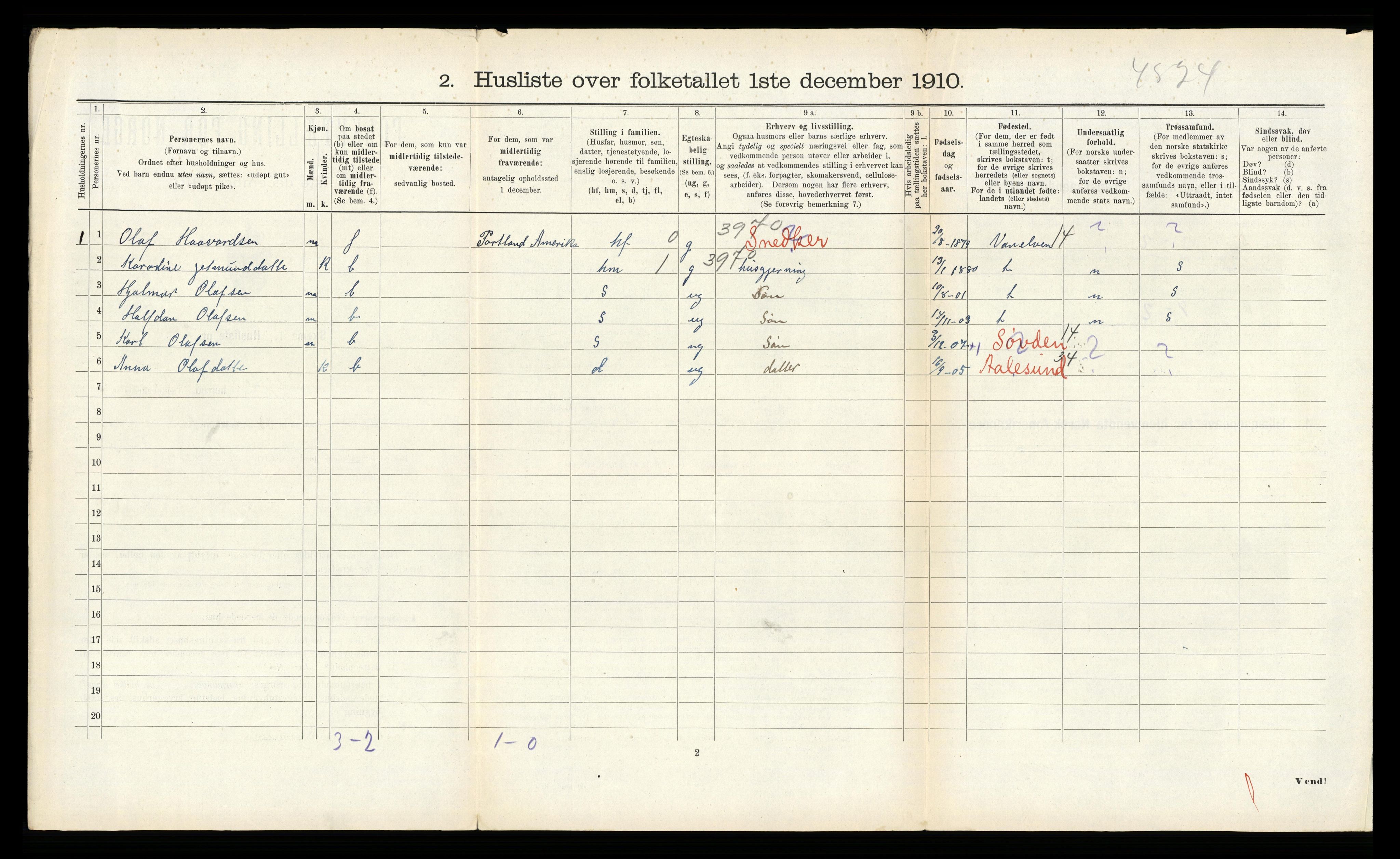 RA, 1910 census for Hjørundfjord, 1910, p. 227