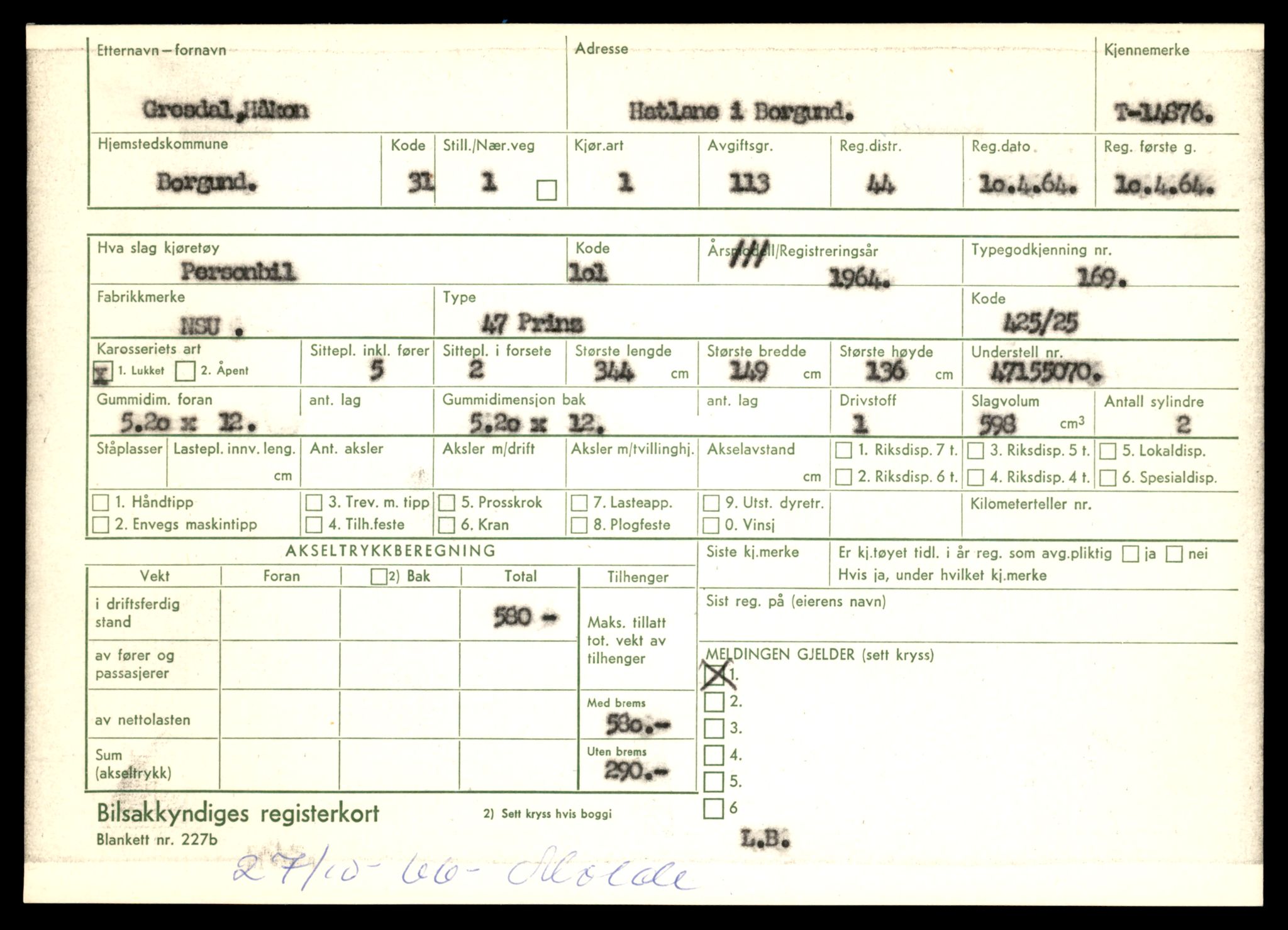 Møre og Romsdal vegkontor - Ålesund trafikkstasjon, AV/SAT-A-4099/F/Fe/L0049: Registreringskort for kjøretøy T 14864 - T 18613, 1927-1998, p. 333