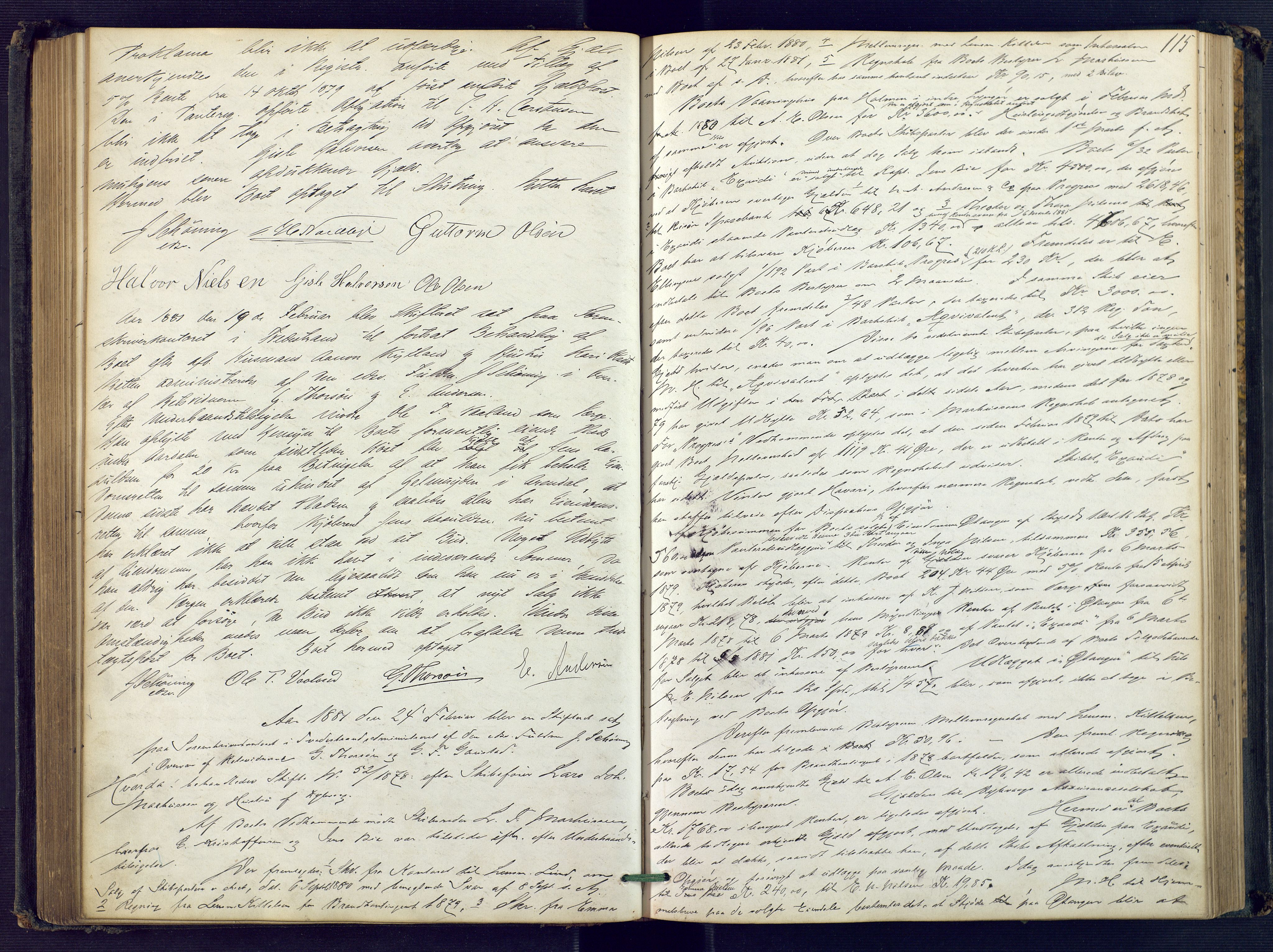 Holt sorenskriveri, AV/SAK-1221-0002/H/Hc/L0016: Skiftebehandlingsprotokoll nr. 7, 1879-1885, p. 114b-115a