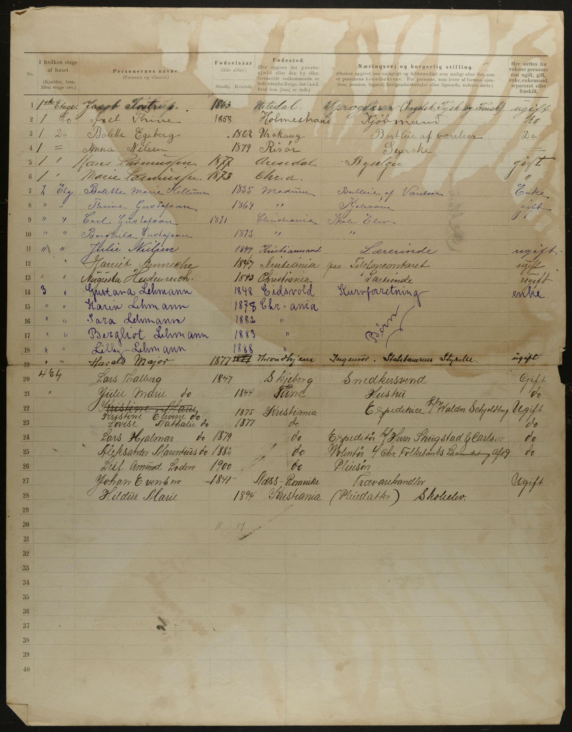 OBA, Municipal Census 1901 for Kristiania, 1901, p. 12090