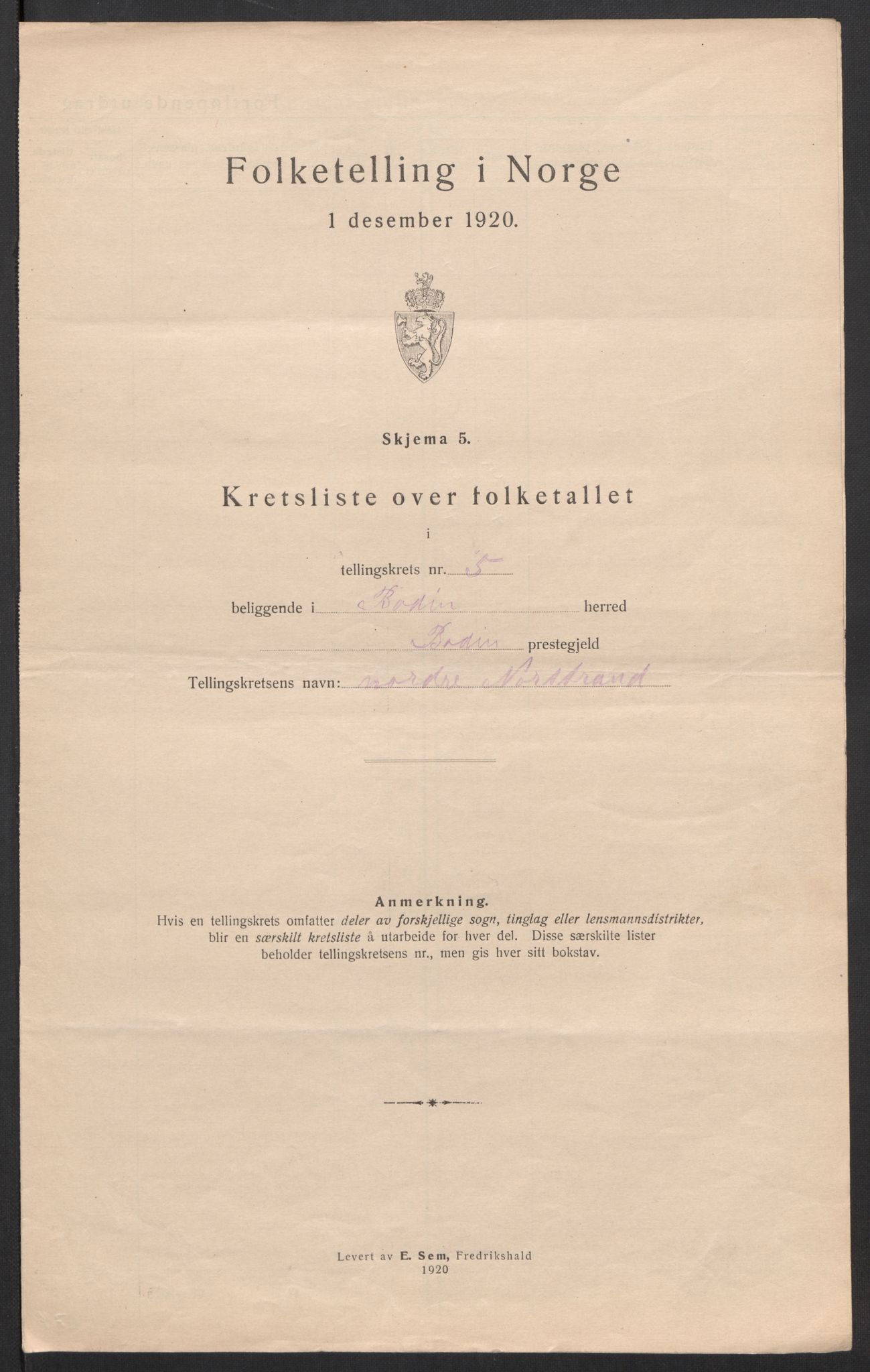 SAT, 1920 census for Bodin, 1920, p. 26