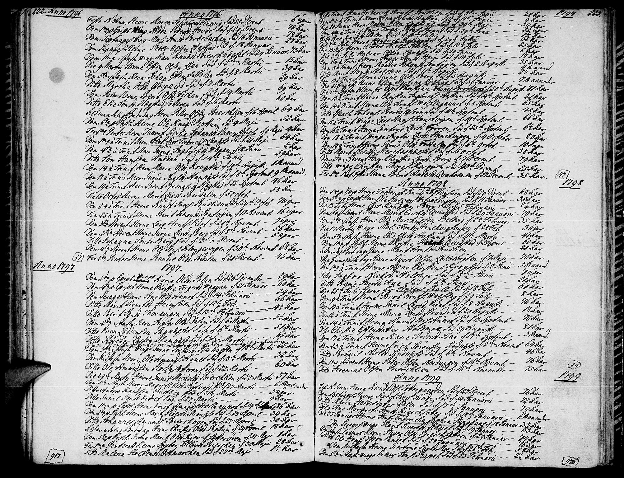 Ministerialprotokoller, klokkerbøker og fødselsregistre - Sør-Trøndelag, SAT/A-1456/630/L0490: Parish register (official) no. 630A03, 1795-1818, p. 222-223