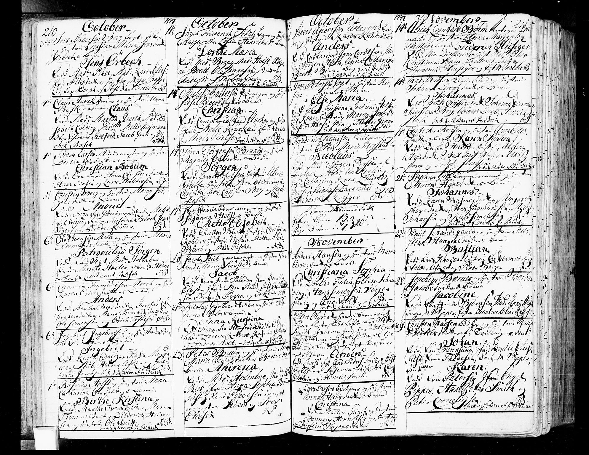 Oslo domkirke Kirkebøker, SAO/A-10752/F/Fa/L0004: Parish register (official) no. 4, 1743-1786, p. 210-211
