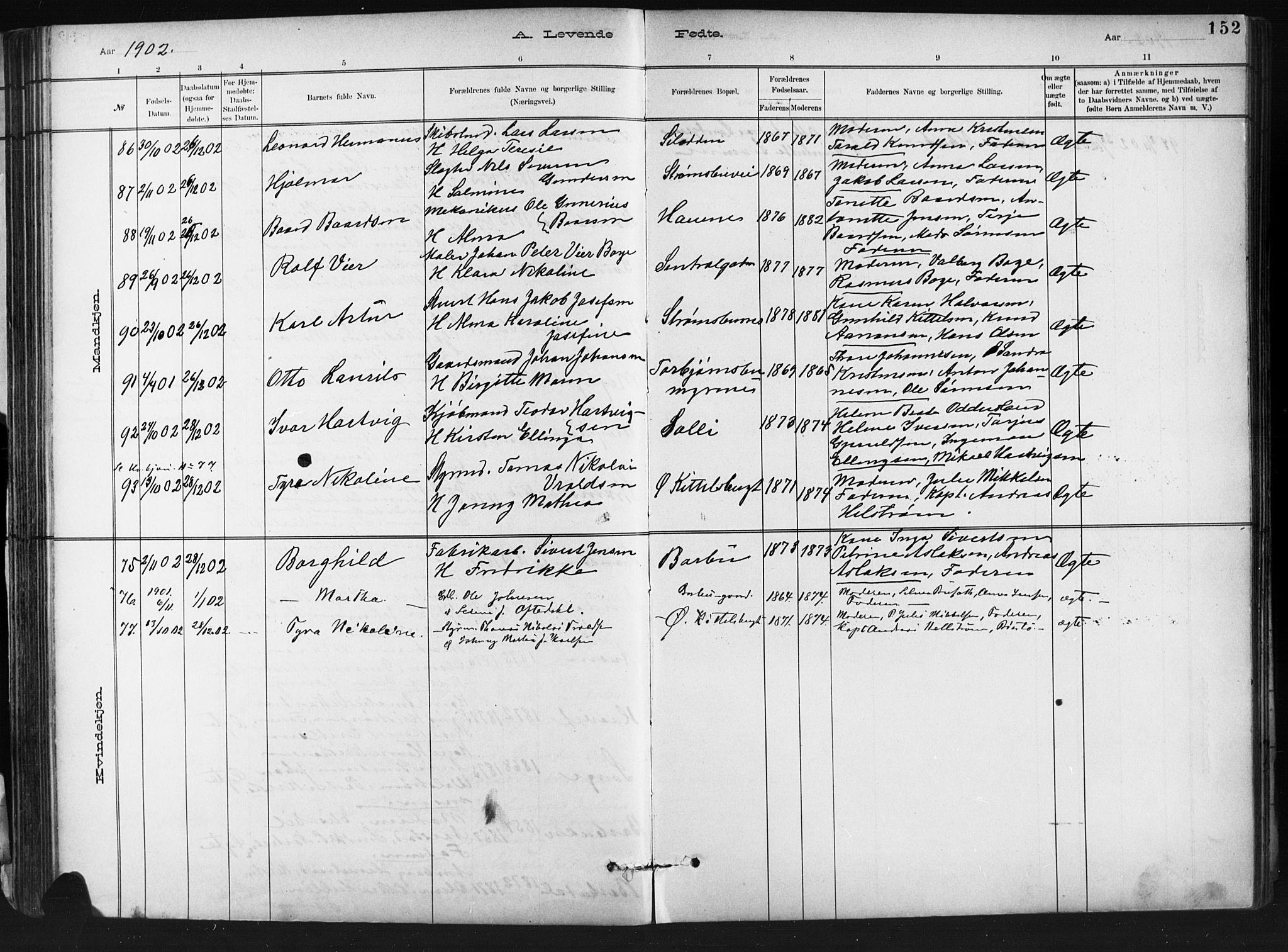 Barbu sokneprestkontor, SAK/1111-0003/F/Fb/L0002: Parish register (copy) no. B 2, 1890-1922, p. 152