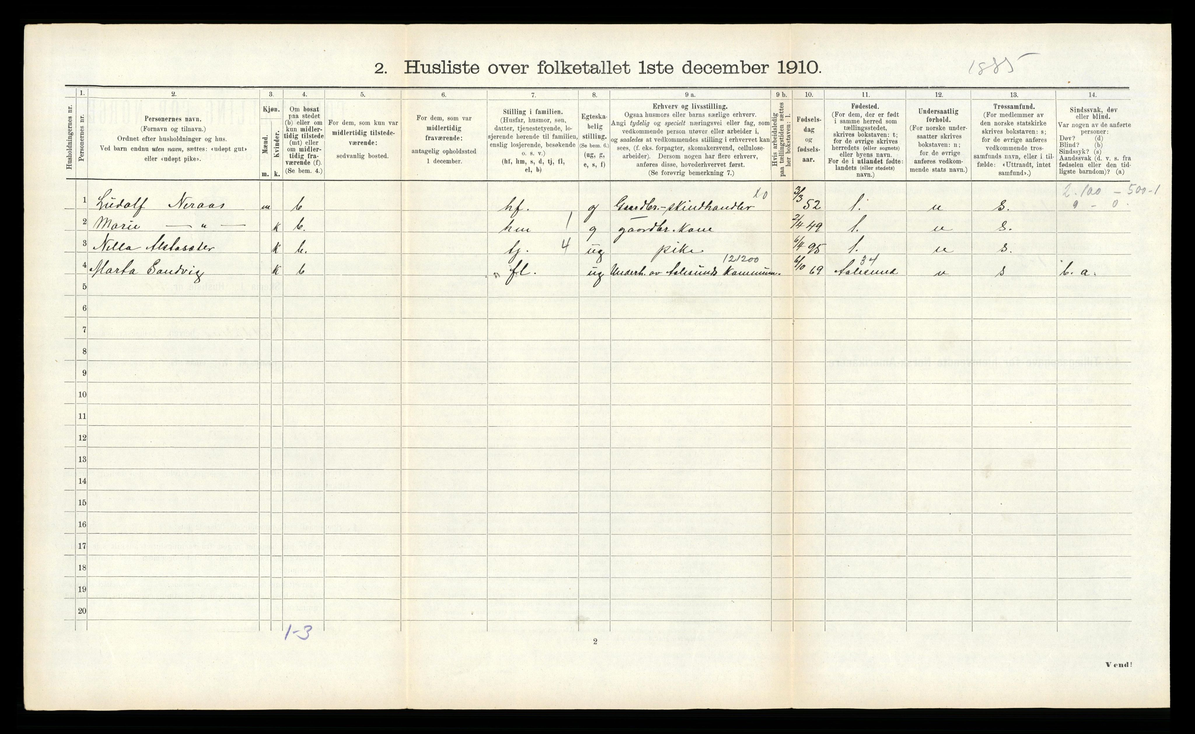 RA, 1910 census for Norddal, 1910, p. 136