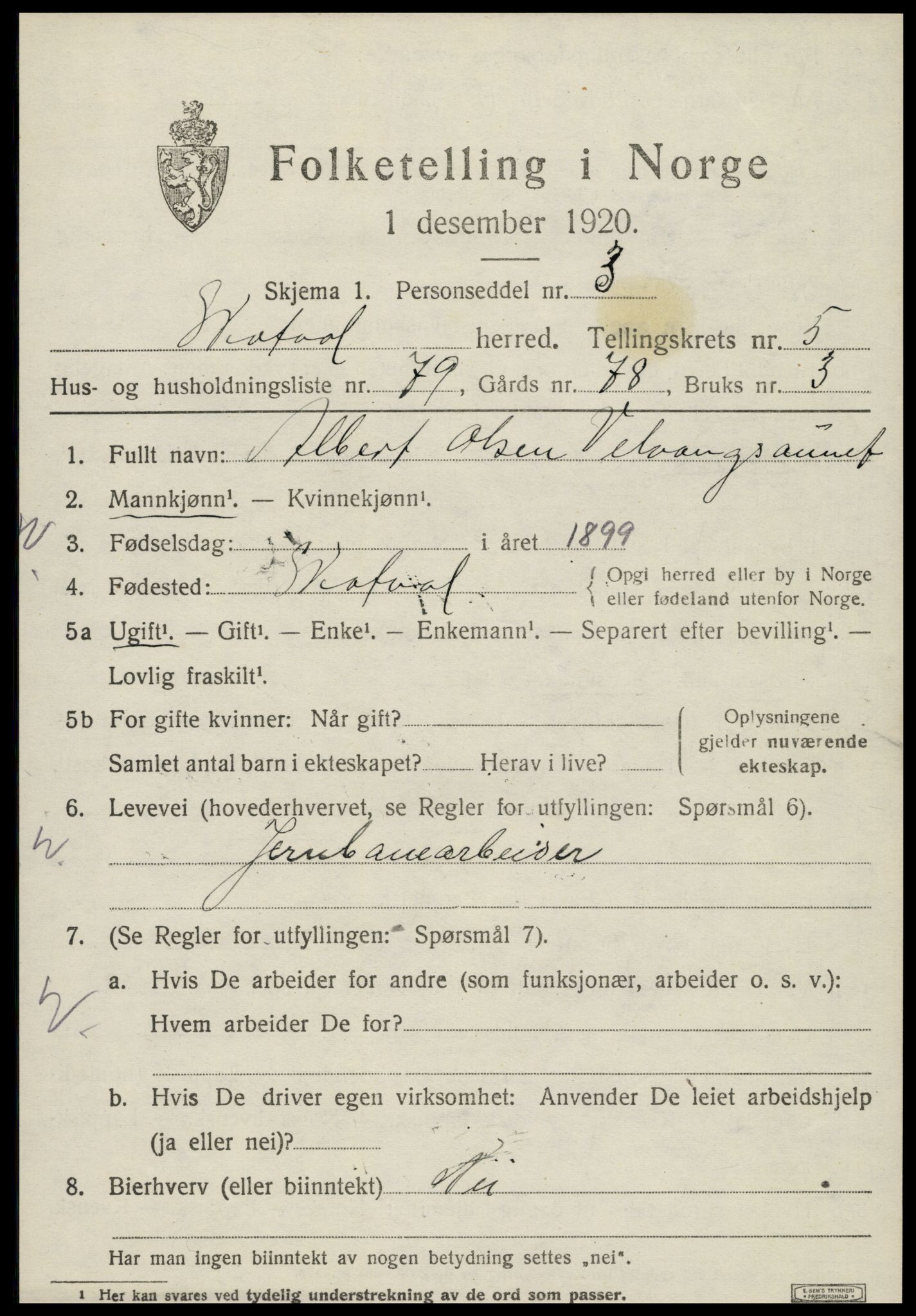 SAT, 1920 census for Skatval, 1920, p. 4423