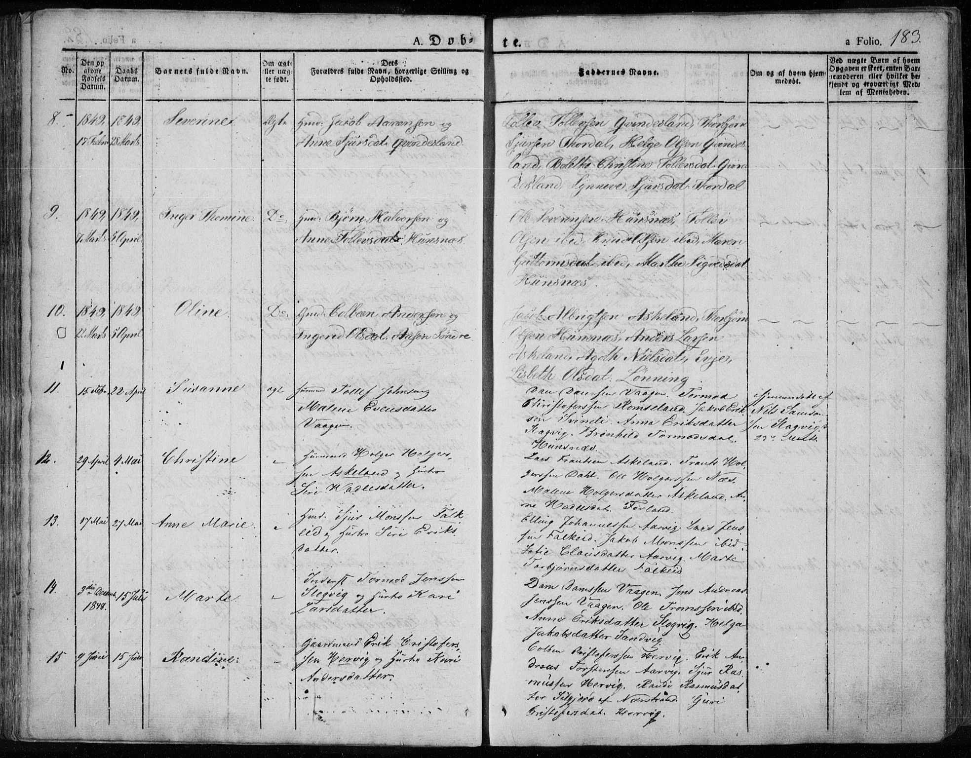 Tysvær sokneprestkontor, AV/SAST-A -101864/H/Ha/Haa/L0001: Parish register (official) no. A 1.1, 1831-1856, p. 183