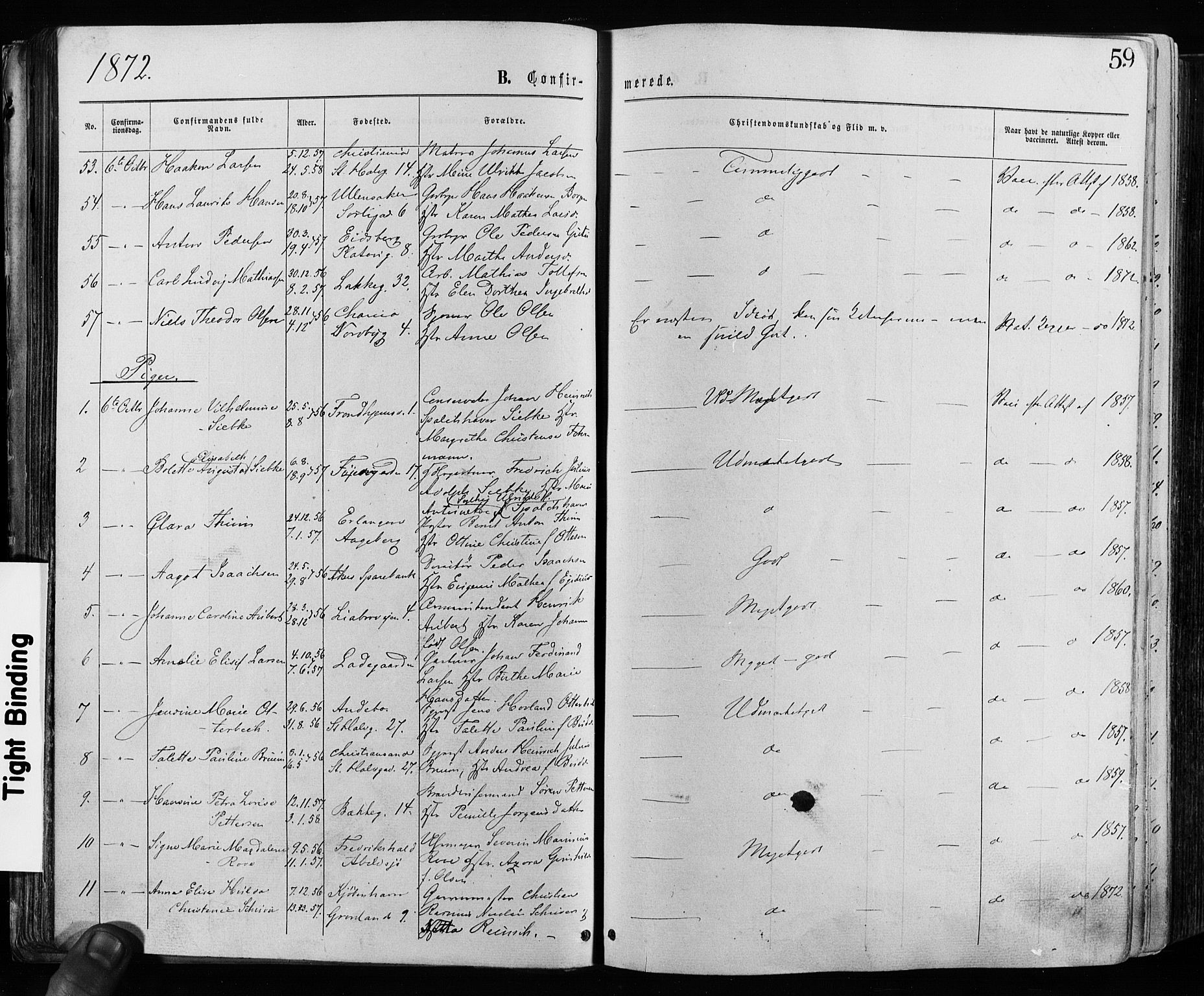 Grønland prestekontor Kirkebøker, AV/SAO-A-10848/F/Fa/L0005: Parish register (official) no. 5, 1869-1880, p. 59