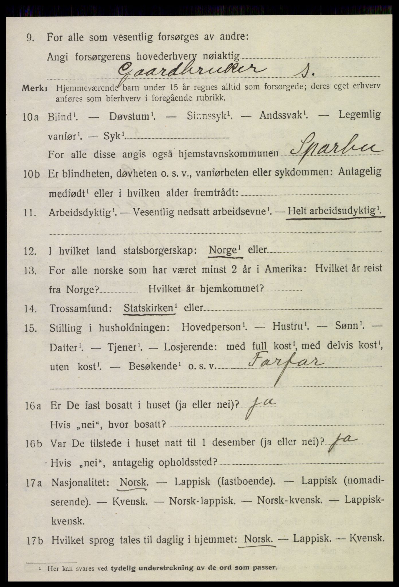 SAT, 1920 census for Ogndal, 1920, p. 2292