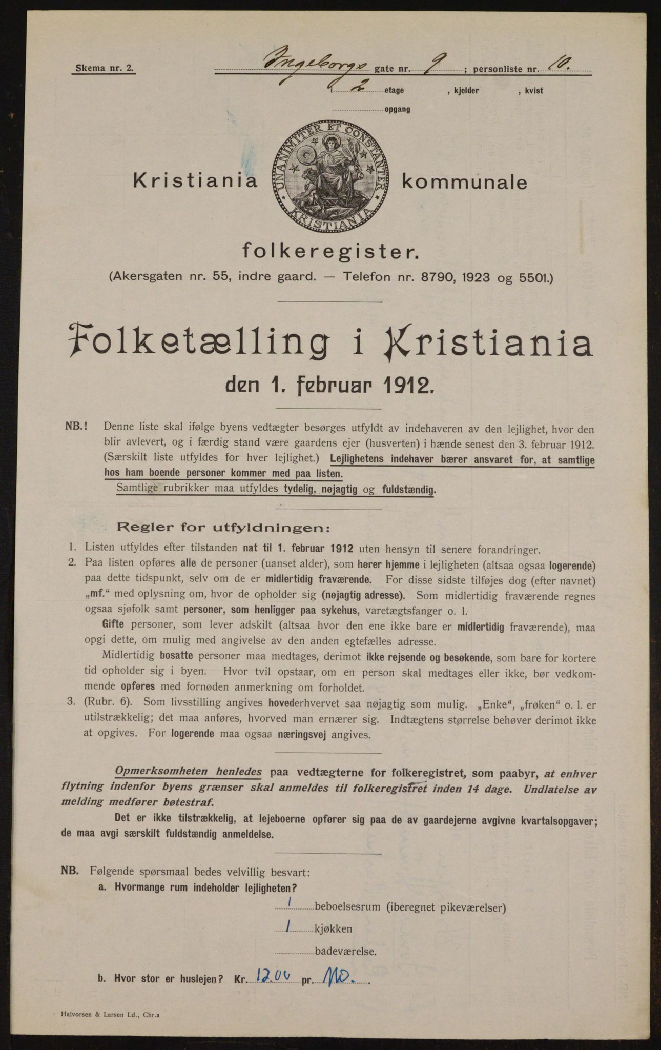 OBA, Municipal Census 1912 for Kristiania, 1912, p. 44192