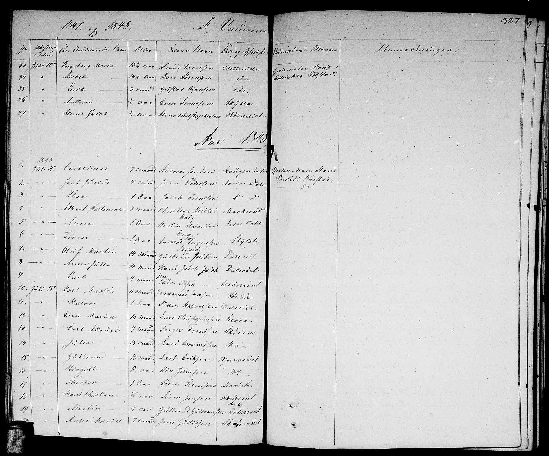 Nittedal prestekontor Kirkebøker, SAO/A-10365a/F/Fa/L0004: Parish register (official) no. I 4, 1836-1849, p. 327