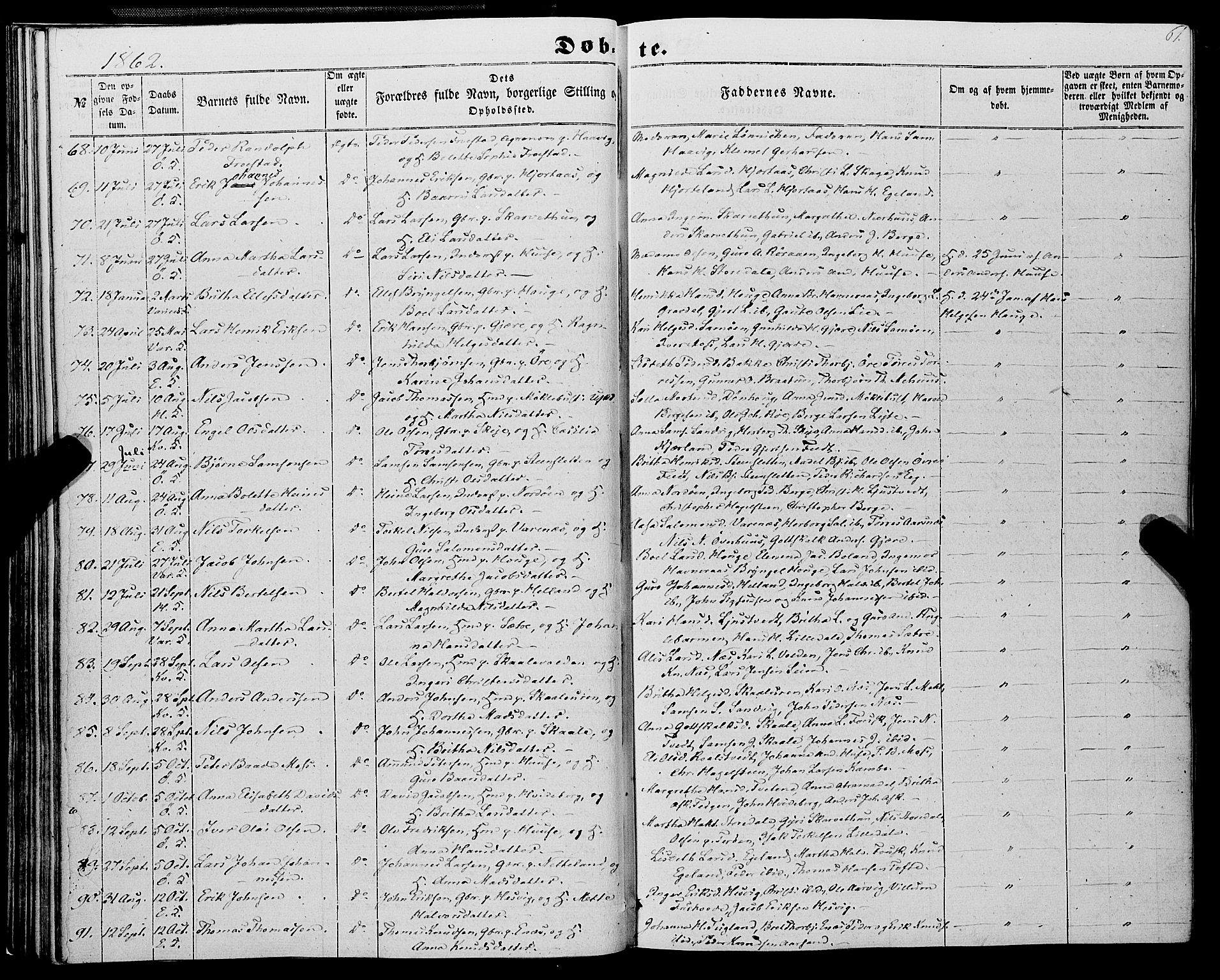 Kvinnherad sokneprestembete, AV/SAB-A-76401/H/Haa: Parish register (official) no. A 8, 1854-1872, p. 61