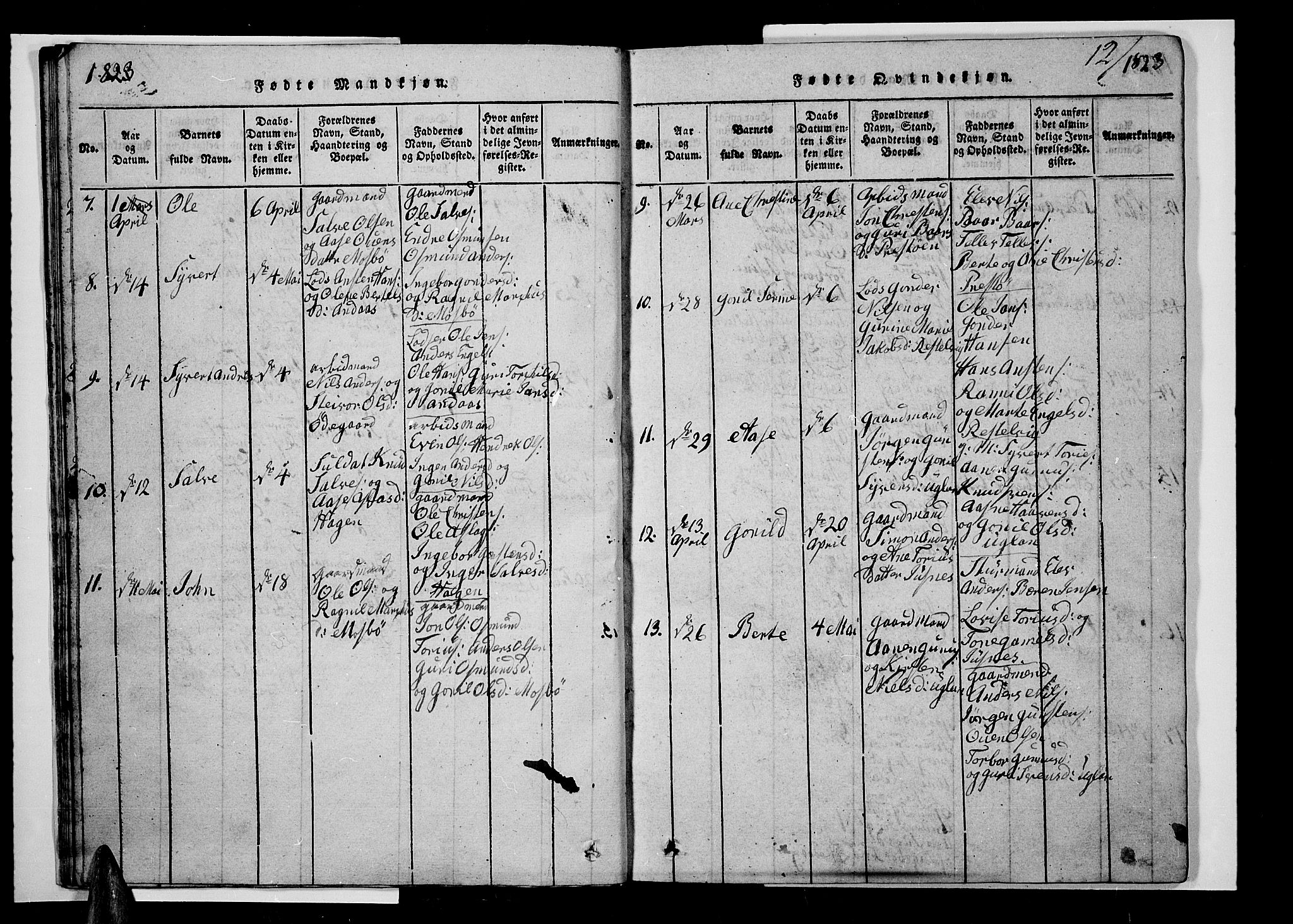 Oddernes sokneprestkontor, AV/SAK-1111-0033/F/Fb/Fba/L0003: Parish register (copy) no. B 3, 1820-1838, p. 12