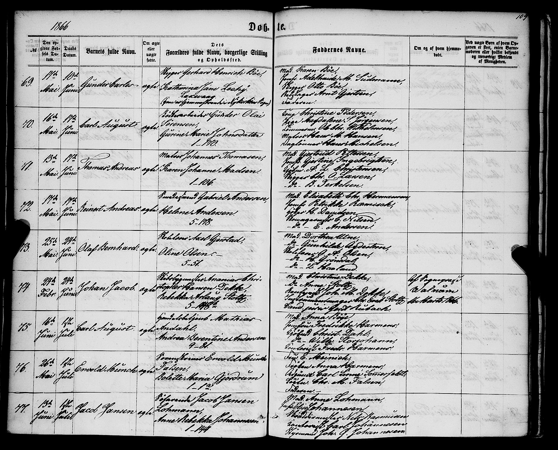 Nykirken Sokneprestembete, SAB/A-77101/H/Haa/L0015: Parish register (official) no. B 2, 1858-1869, p. 109