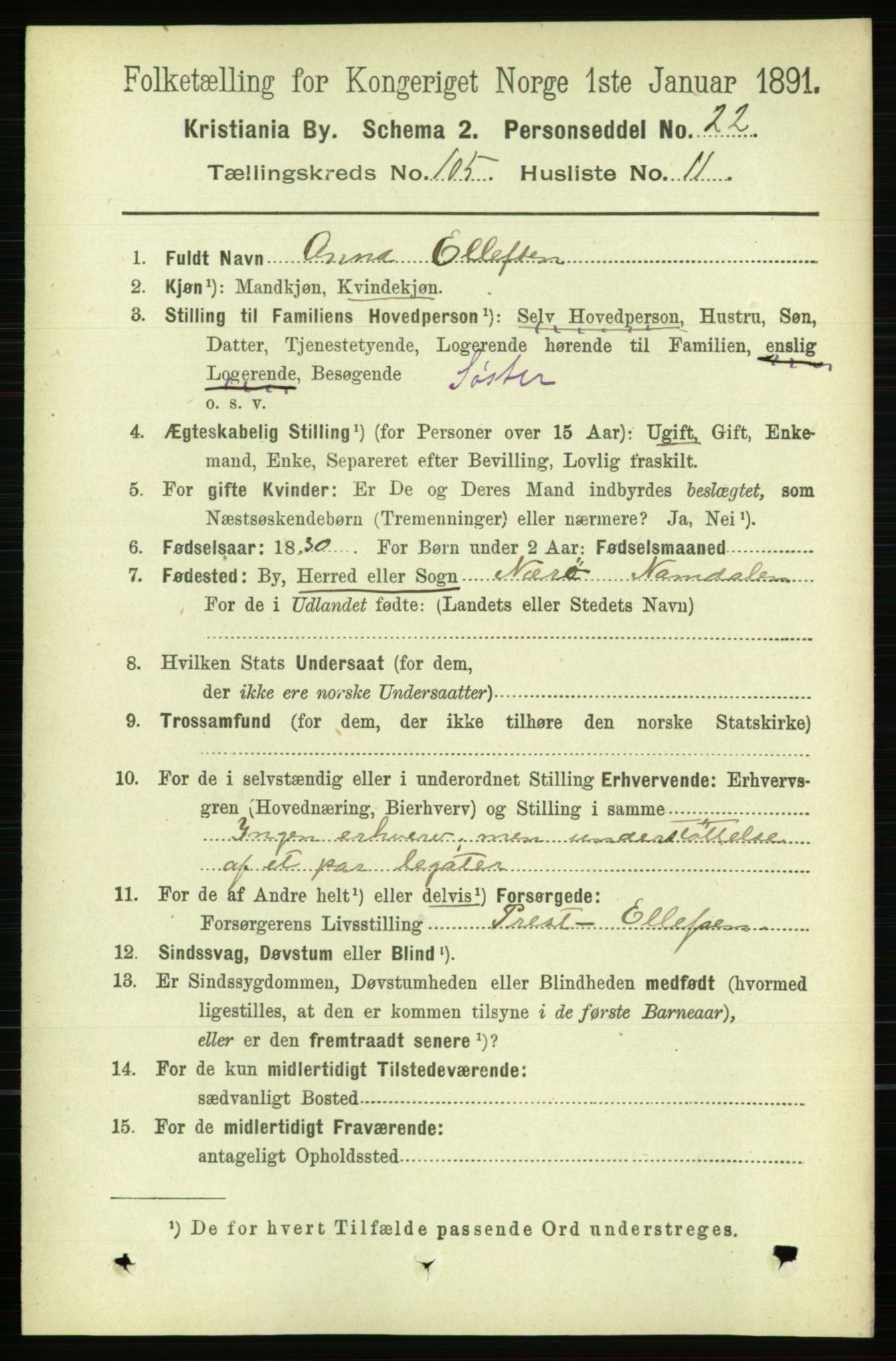 RA, 1891 census for 0301 Kristiania, 1891, p. 53417