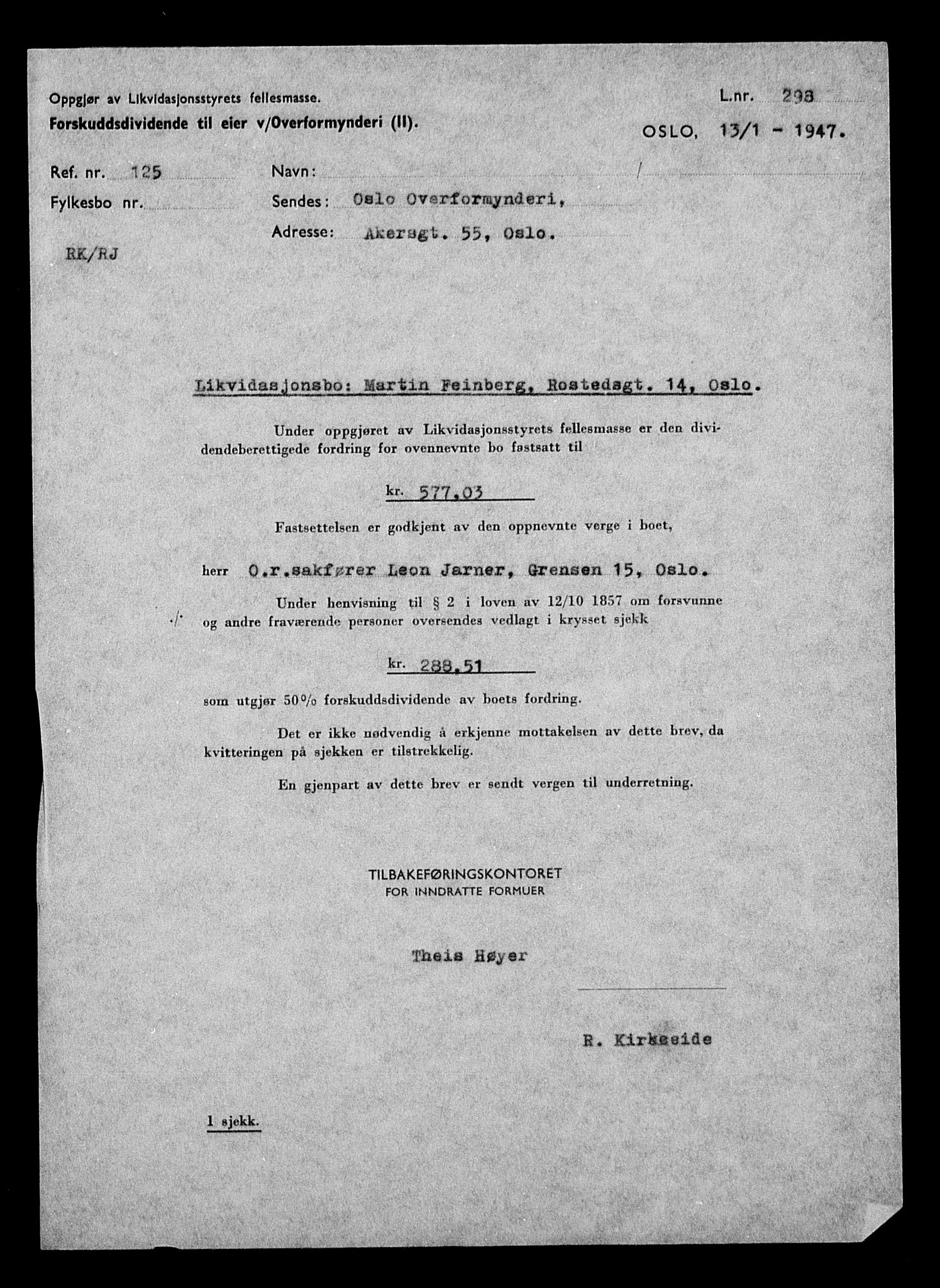 Justisdepartementet, Tilbakeføringskontoret for inndratte formuer, AV/RA-S-1564/H/Hc/Hcc/L0934: --, 1945-1947, p. 529