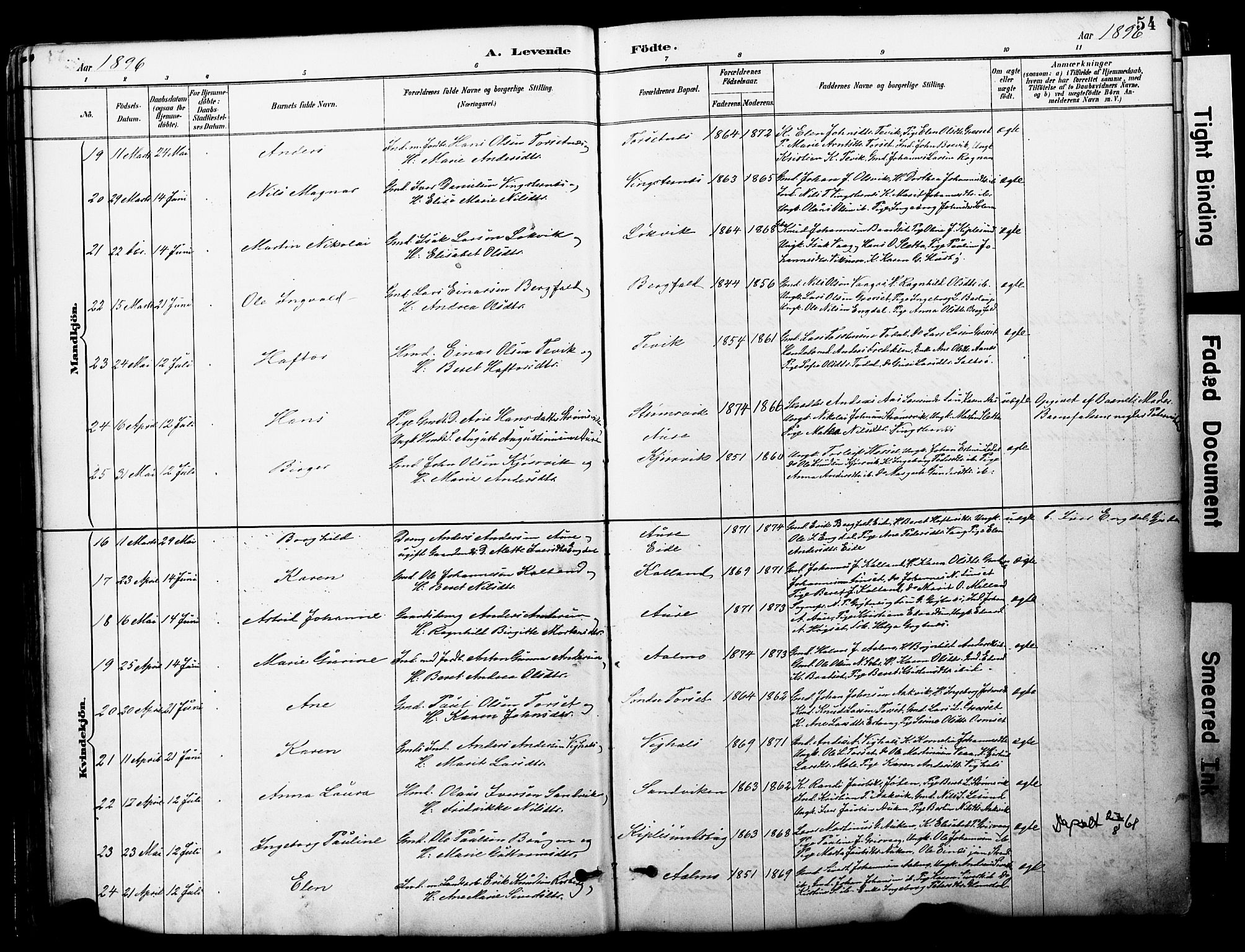 Ministerialprotokoller, klokkerbøker og fødselsregistre - Møre og Romsdal, AV/SAT-A-1454/578/L0907: Parish register (official) no. 578A06, 1887-1904, p. 54