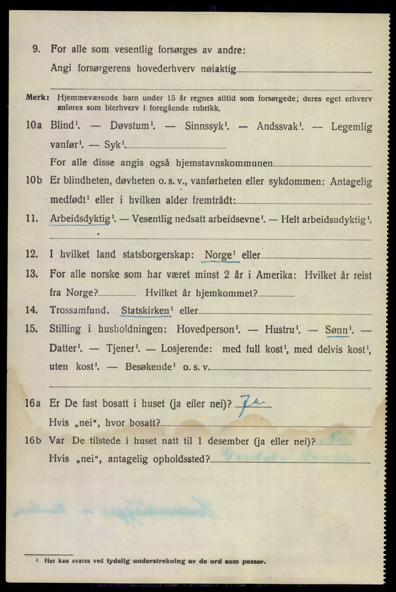 SAKO, 1920 census for Bamble, 1920, p. 7374