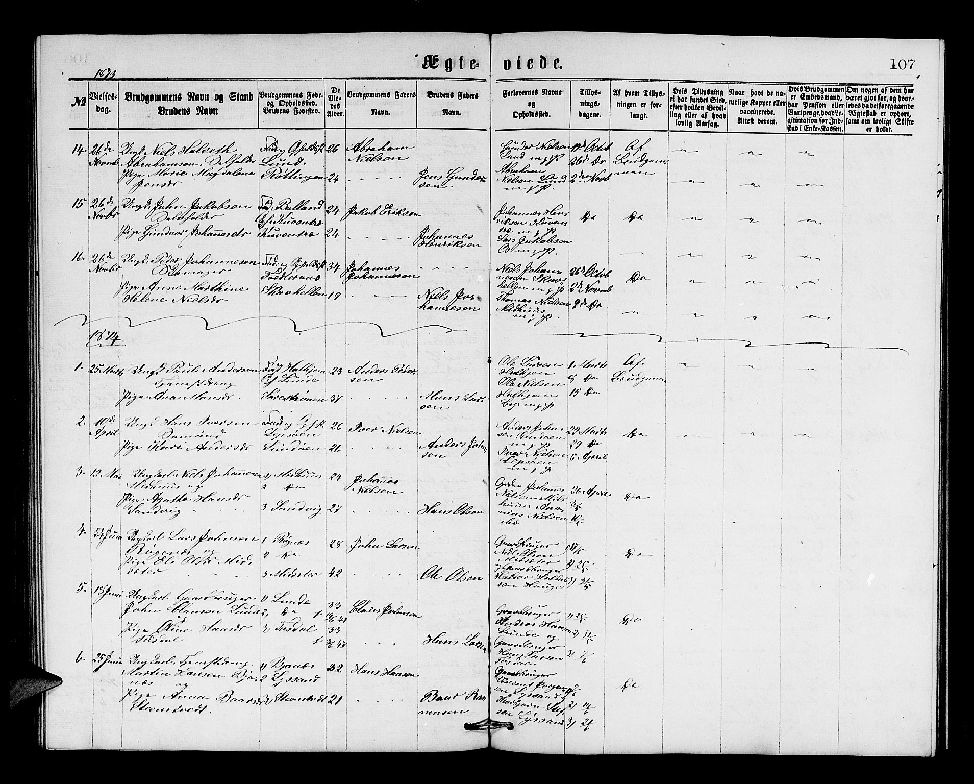 Os sokneprestembete, SAB/A-99929: Parish register (copy) no. A 1, 1869-1879, p. 107