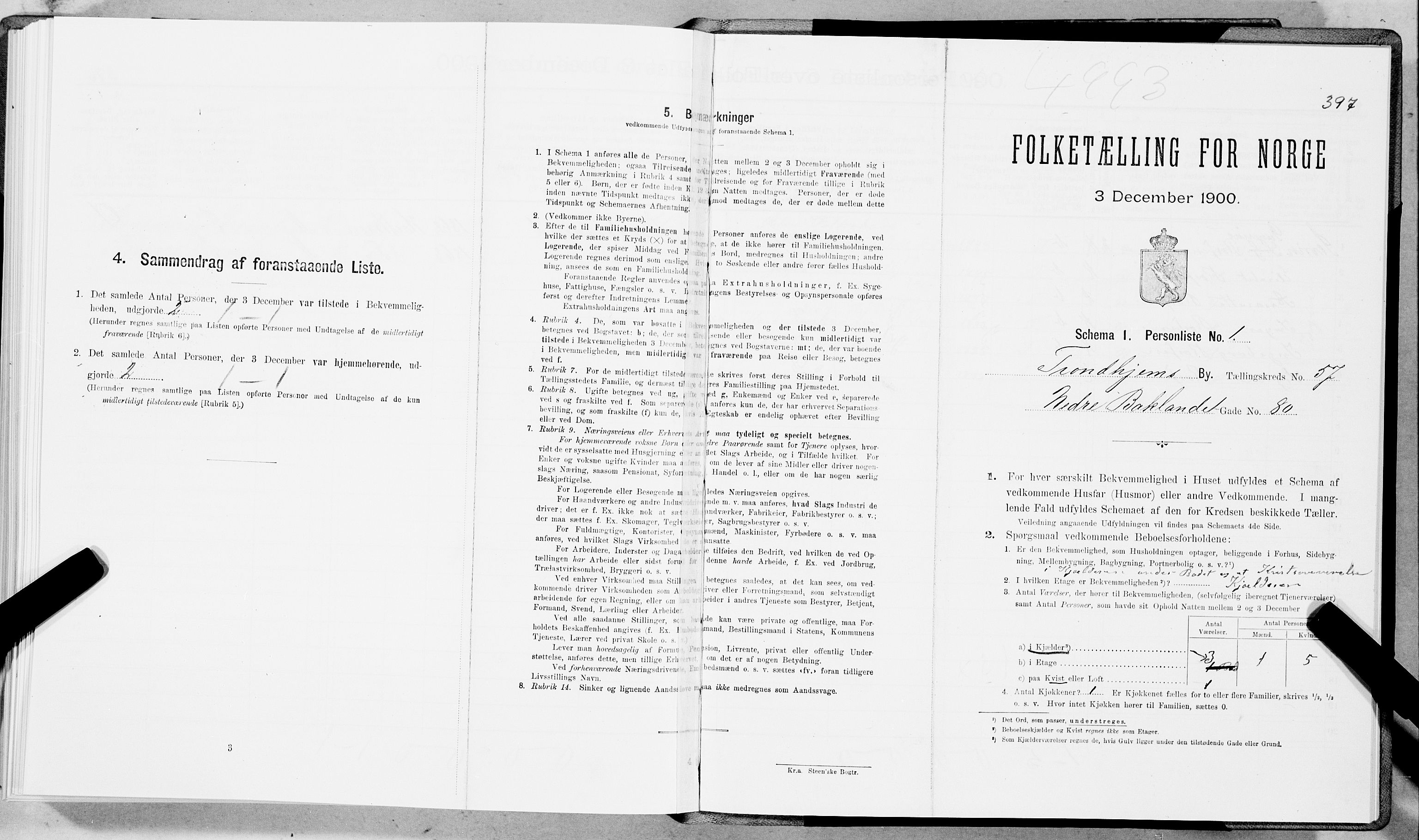 SAT, 1900 census for Trondheim, 1900, p. 9854