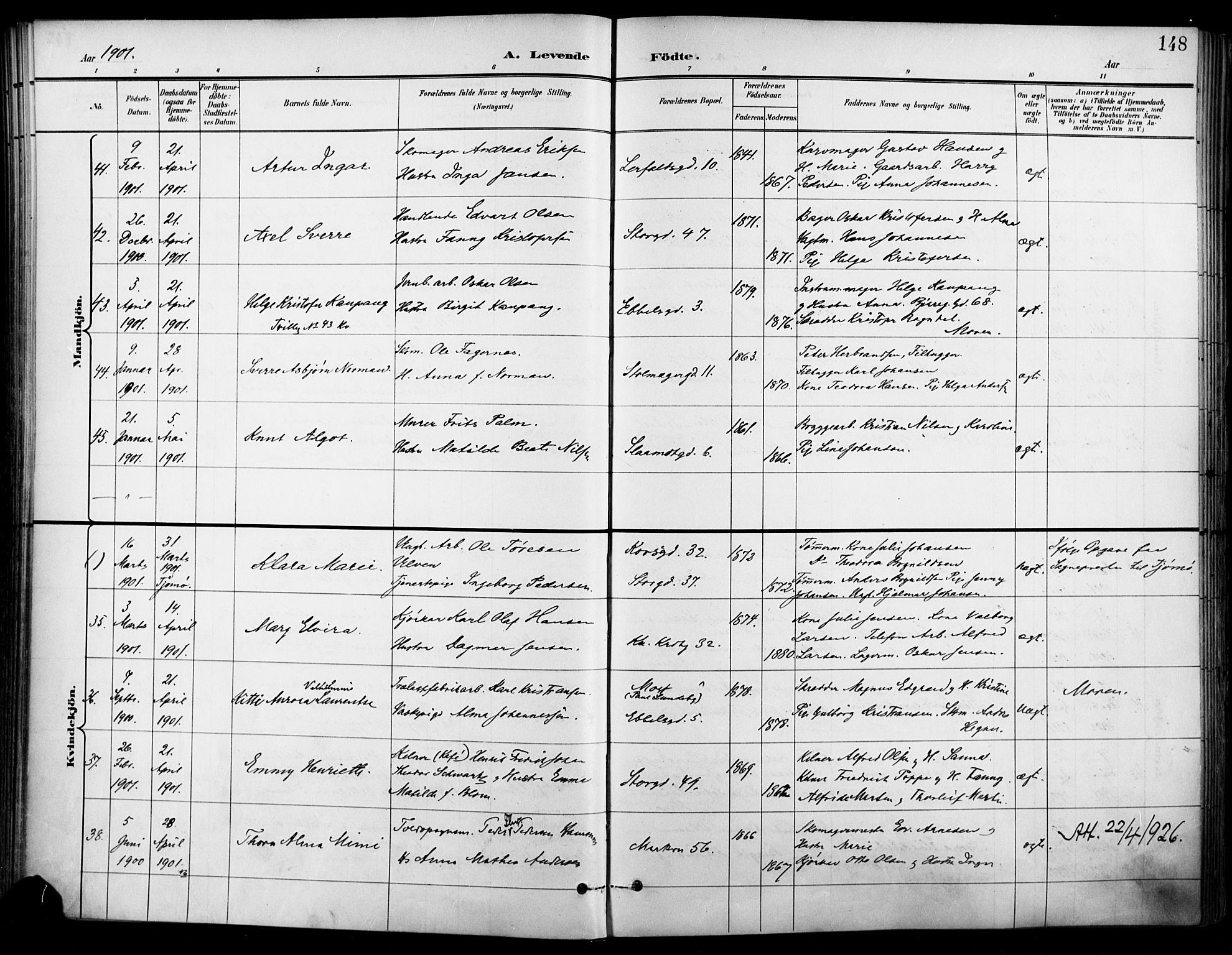 Jakob prestekontor Kirkebøker, SAO/A-10850/F/Fa/L0005: Parish register (official) no. 5, 1896-1903, p. 148