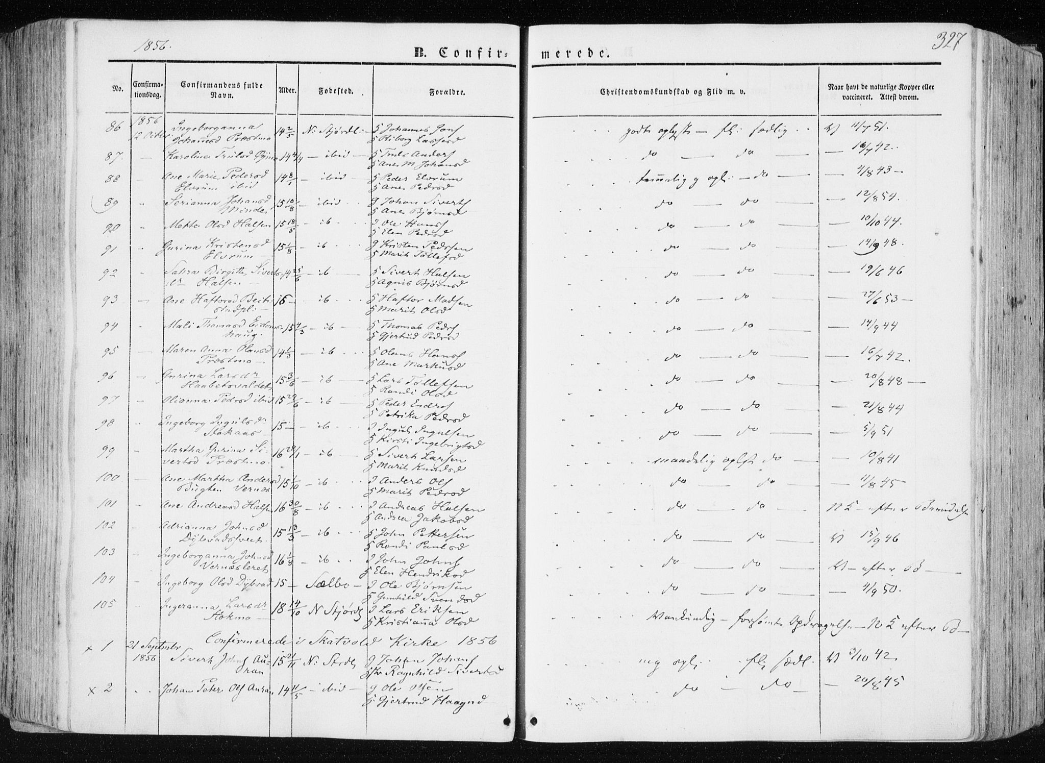 Ministerialprotokoller, klokkerbøker og fødselsregistre - Nord-Trøndelag, SAT/A-1458/709/L0074: Parish register (official) no. 709A14, 1845-1858, p. 327