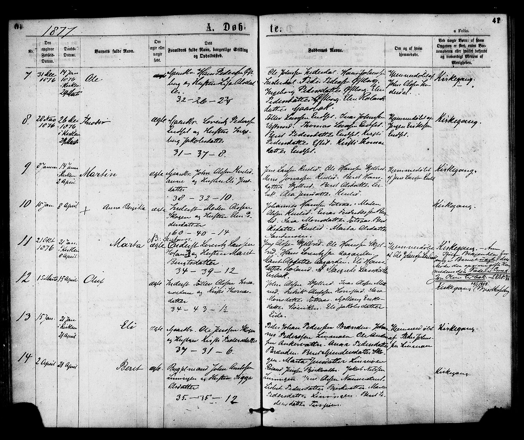 Ministerialprotokoller, klokkerbøker og fødselsregistre - Nord-Trøndelag, AV/SAT-A-1458/755/L0493: Parish register (official) no. 755A02, 1865-1881, p. 41