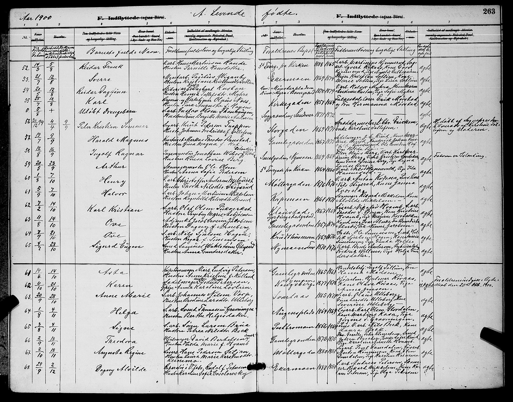 Kongsberg kirkebøker, AV/SAKO-A-22/G/Ga/L0006: Parish register (copy) no. 6, 1890-1901, p. 263