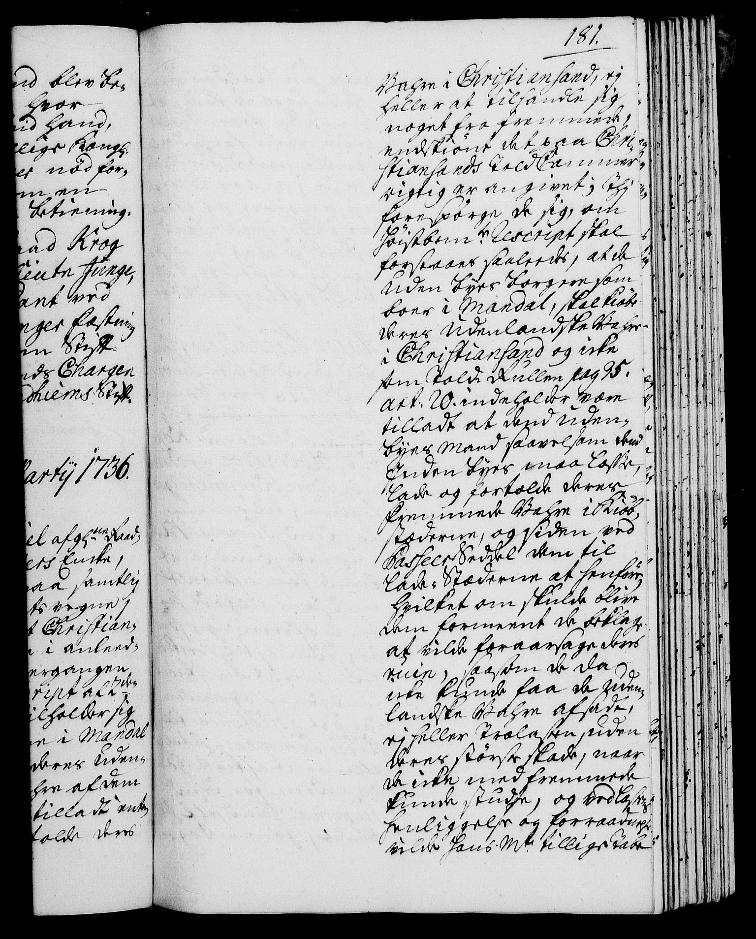 Rentekammeret, Kammerkanselliet, AV/RA-EA-3111/G/Gh/Gha/L0018: Norsk ekstraktmemorialprotokoll (merket RK 53.63), 1735-1736, p. 181